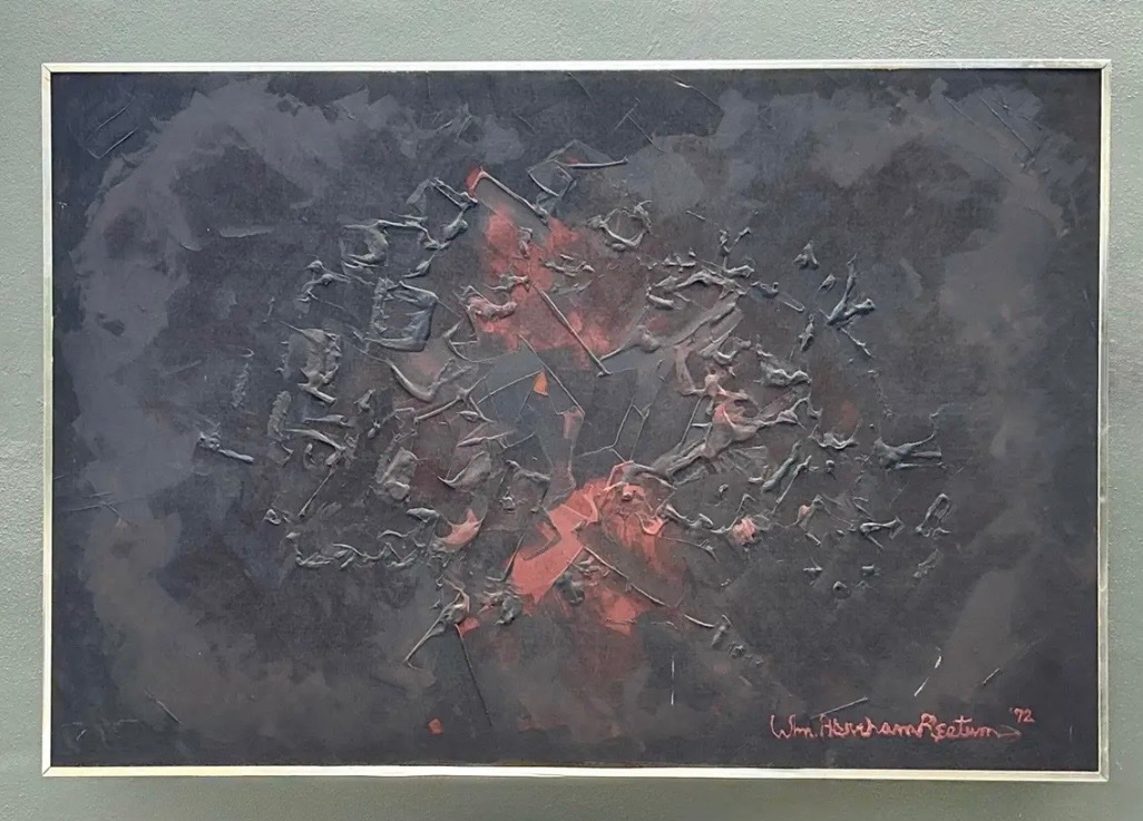 Vintage Monumental 1972 Abstract Textured Painting by William Hertrich - Side view