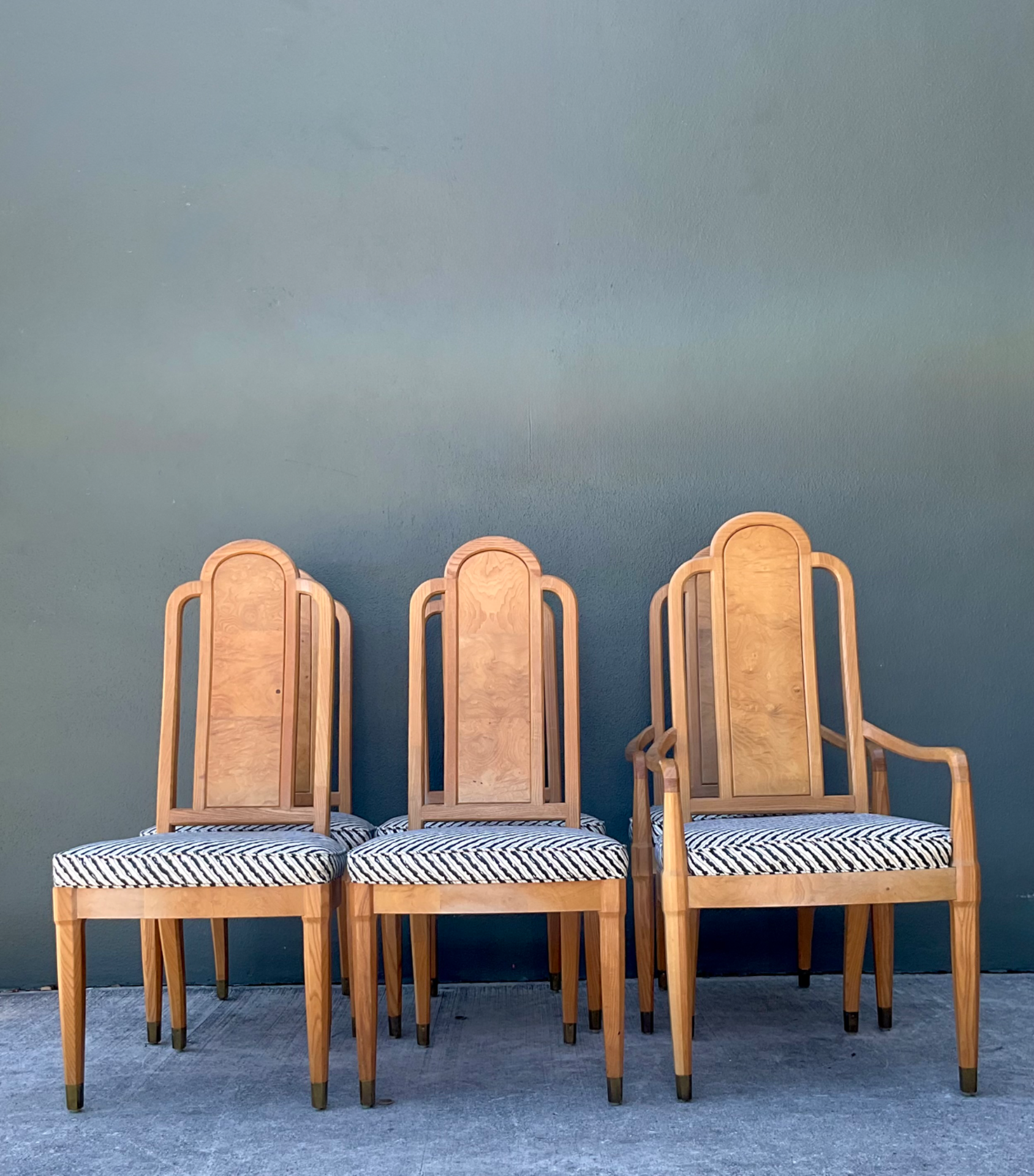 Vintage Henredon Scene Two Upholstered Dining Chairs - Back view