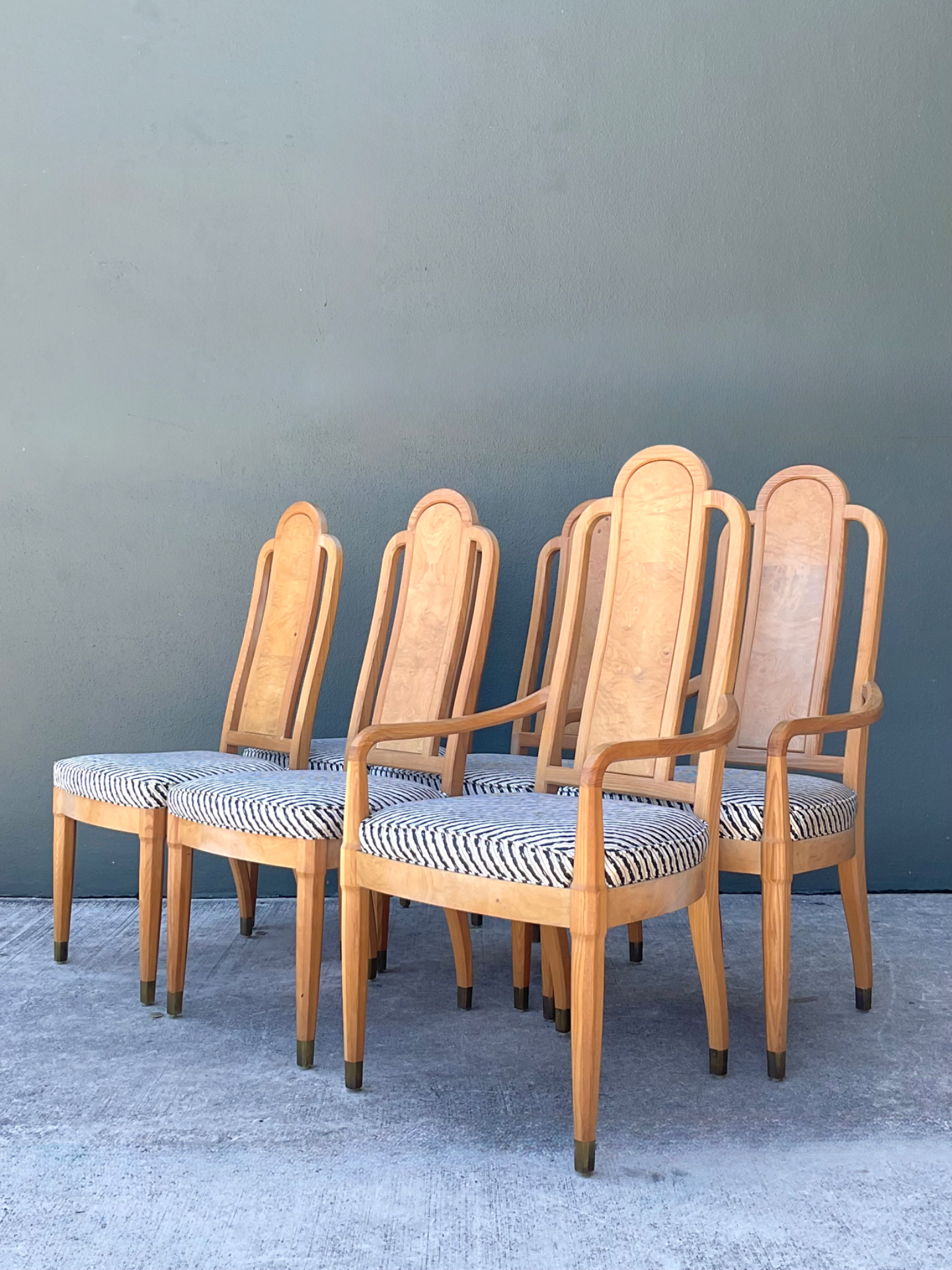 Vintage Henredon Scene Two Upholstered Dining Chairs - Side view