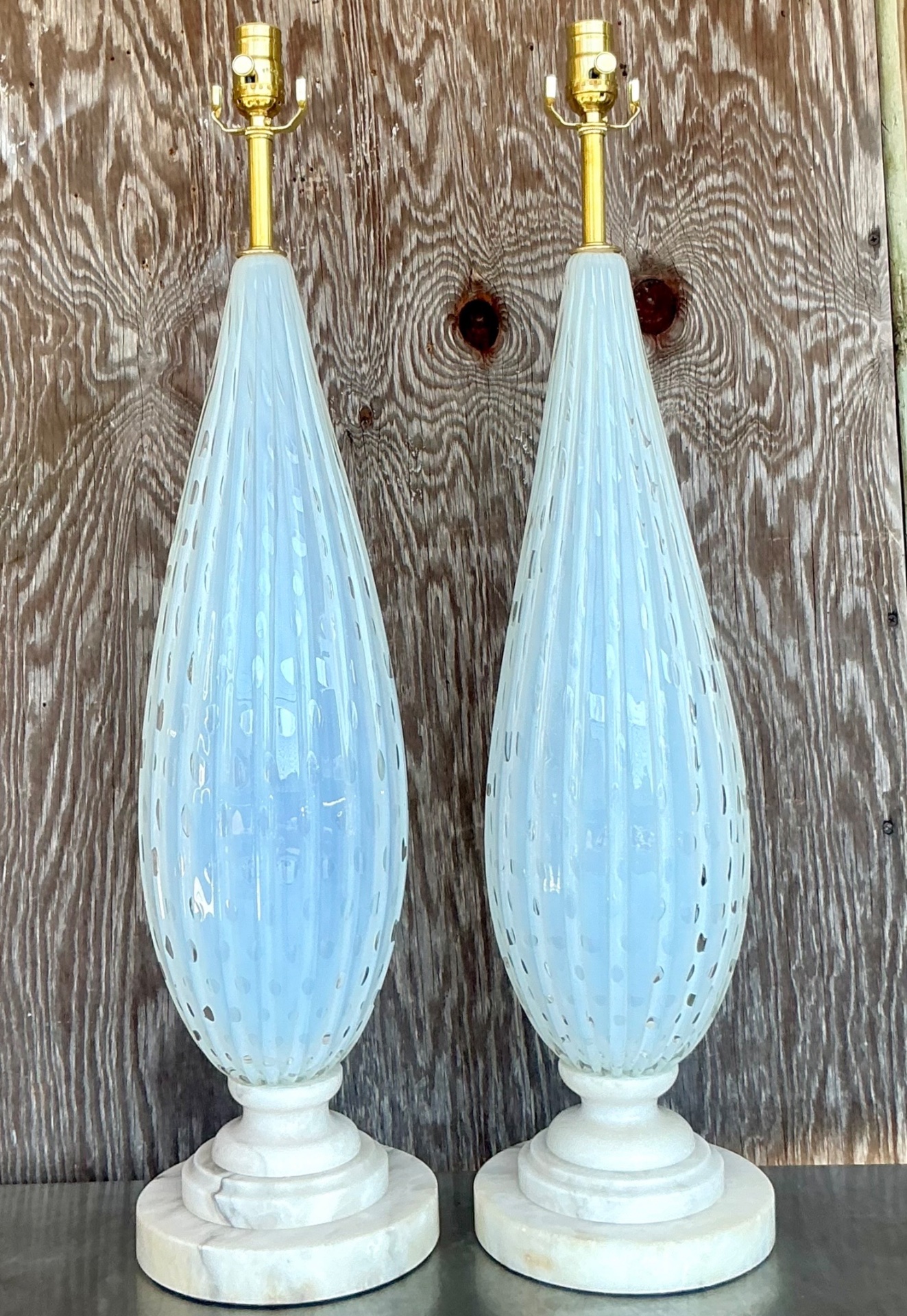 Vintage Murano Glass Table Lamps - A Pair - Side view
