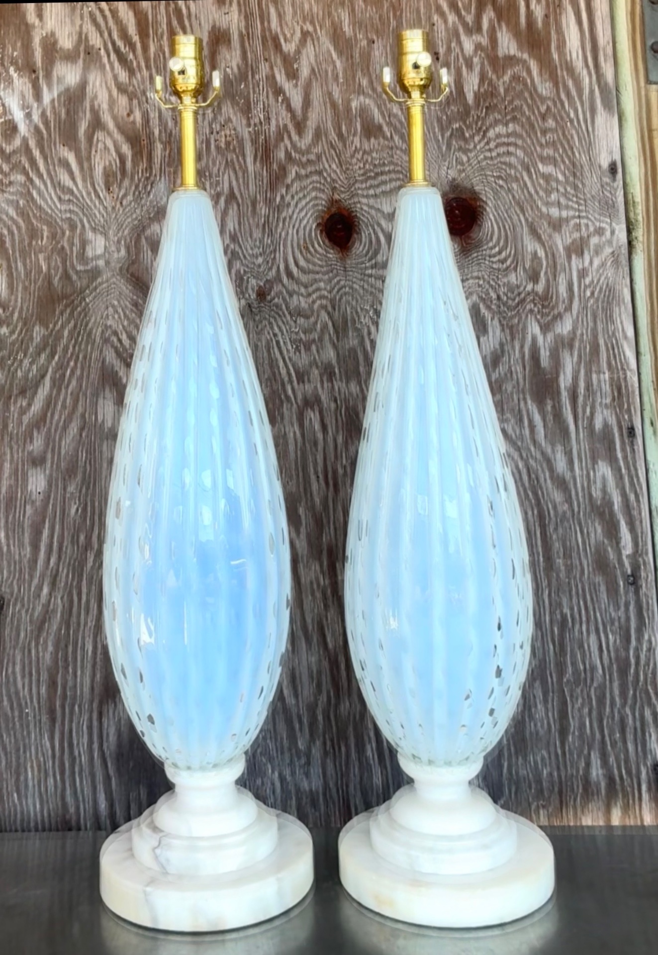 Vintage Murano Glass Table Lamps - A Pair - Top view