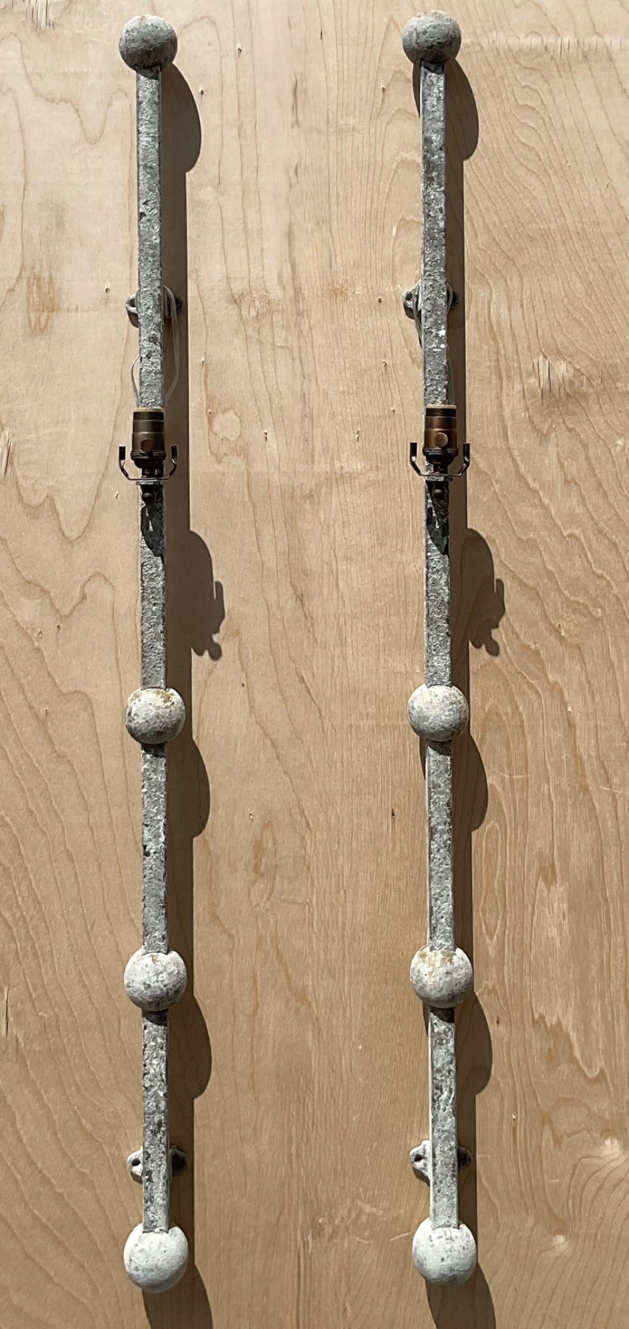 Vintage Metal Ball Finial Wall Sconces - A Pair - Side view