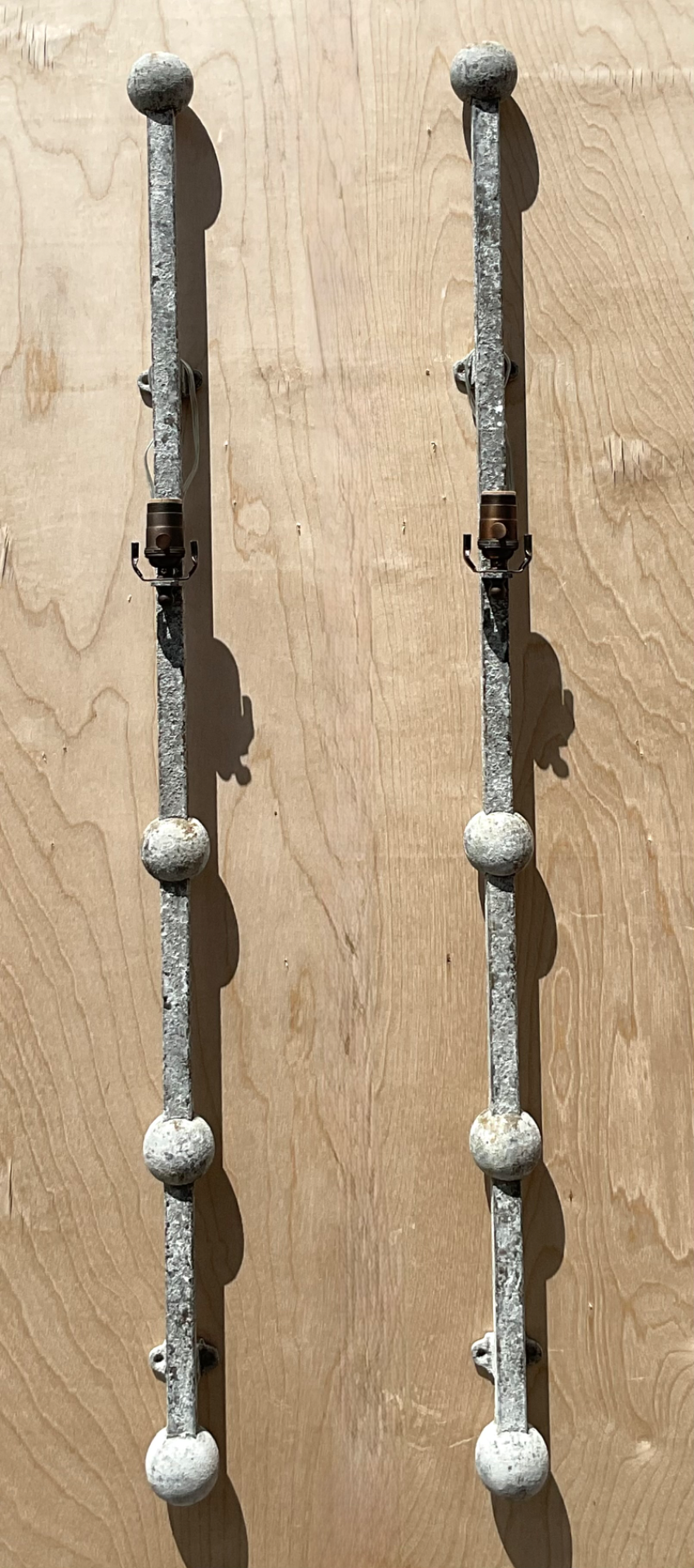 Vintage Metal Ball Finial Wall Sconces - A Pair - Top view