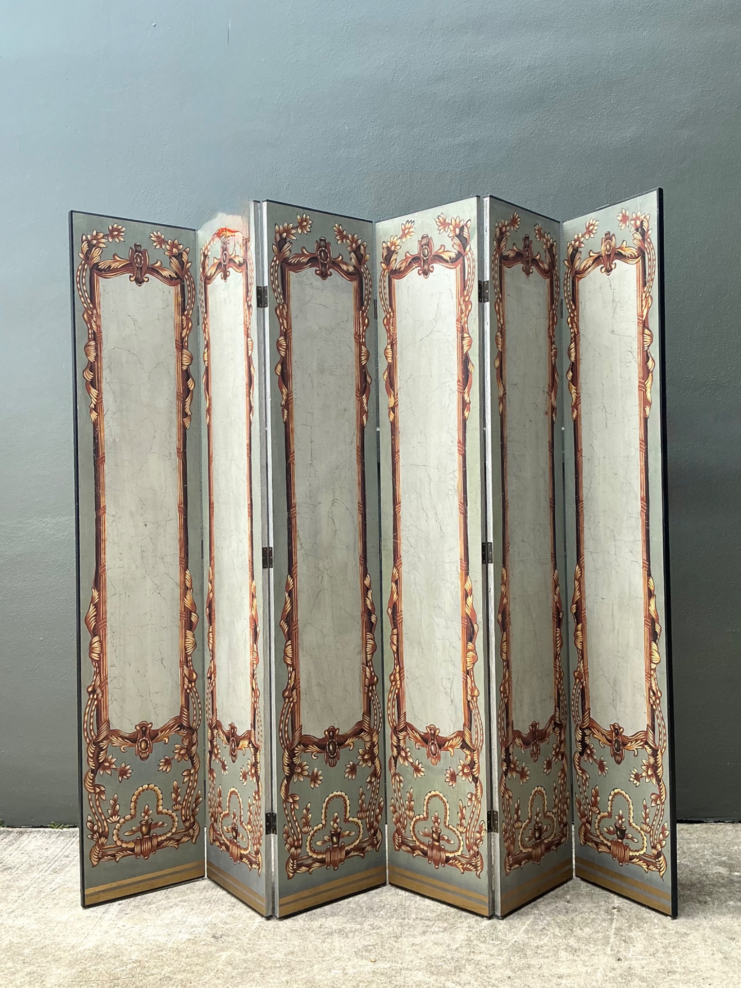 Vintage Neoclassical Paper Folding Screen - Back view