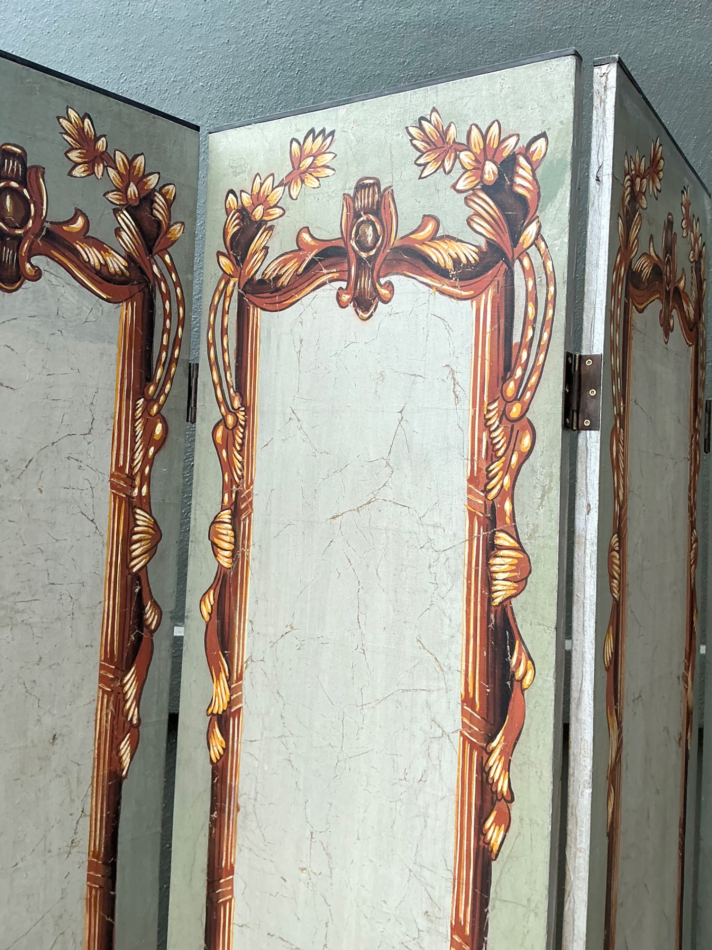 Vintage Neoclassical Paper Folding Screen - Side view