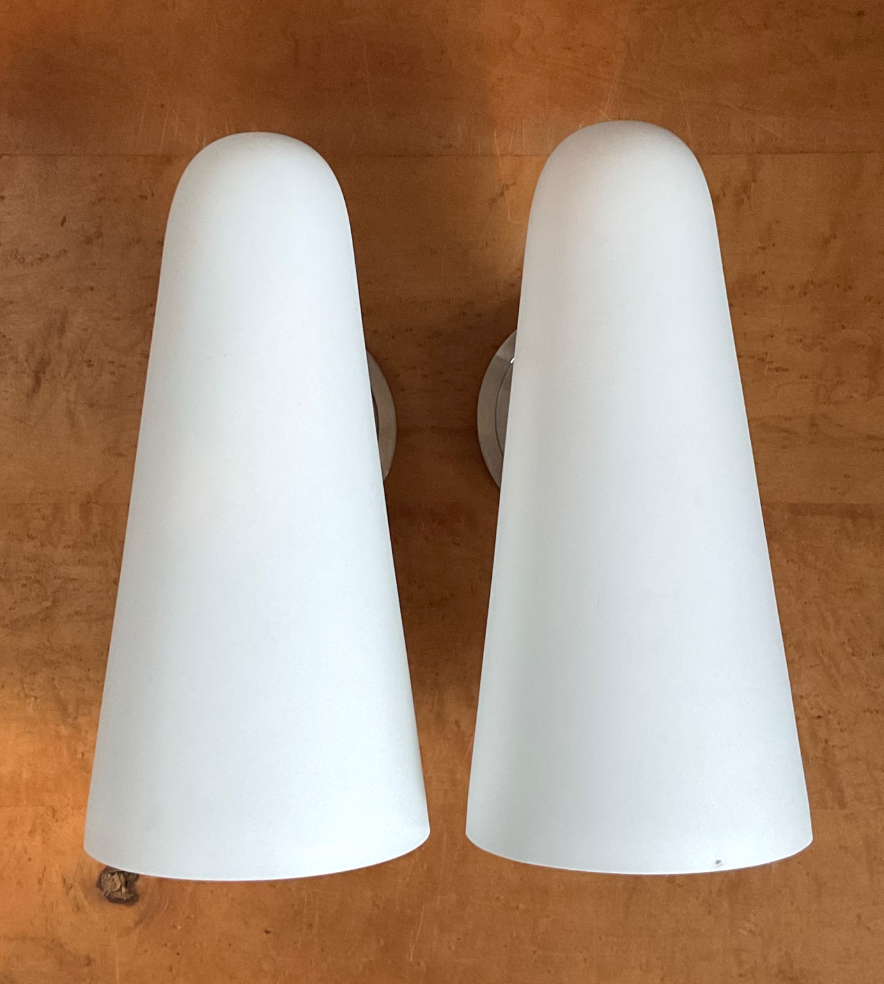 Vintage Frosted Glass Cone Wall Sconces - A Pair - Detail view