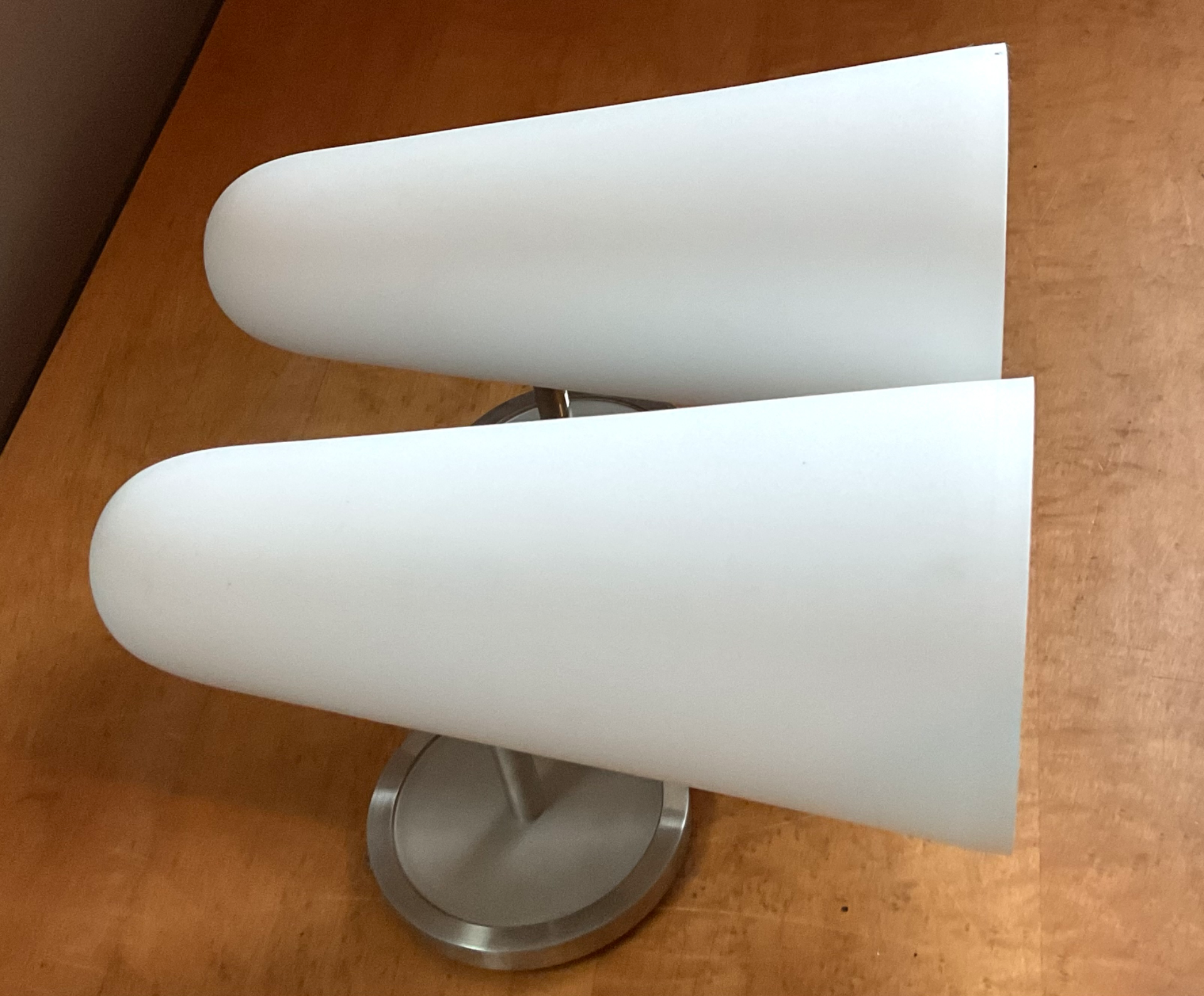 Vintage Frosted Glass Cone Wall Sconces - A Pair - Top view