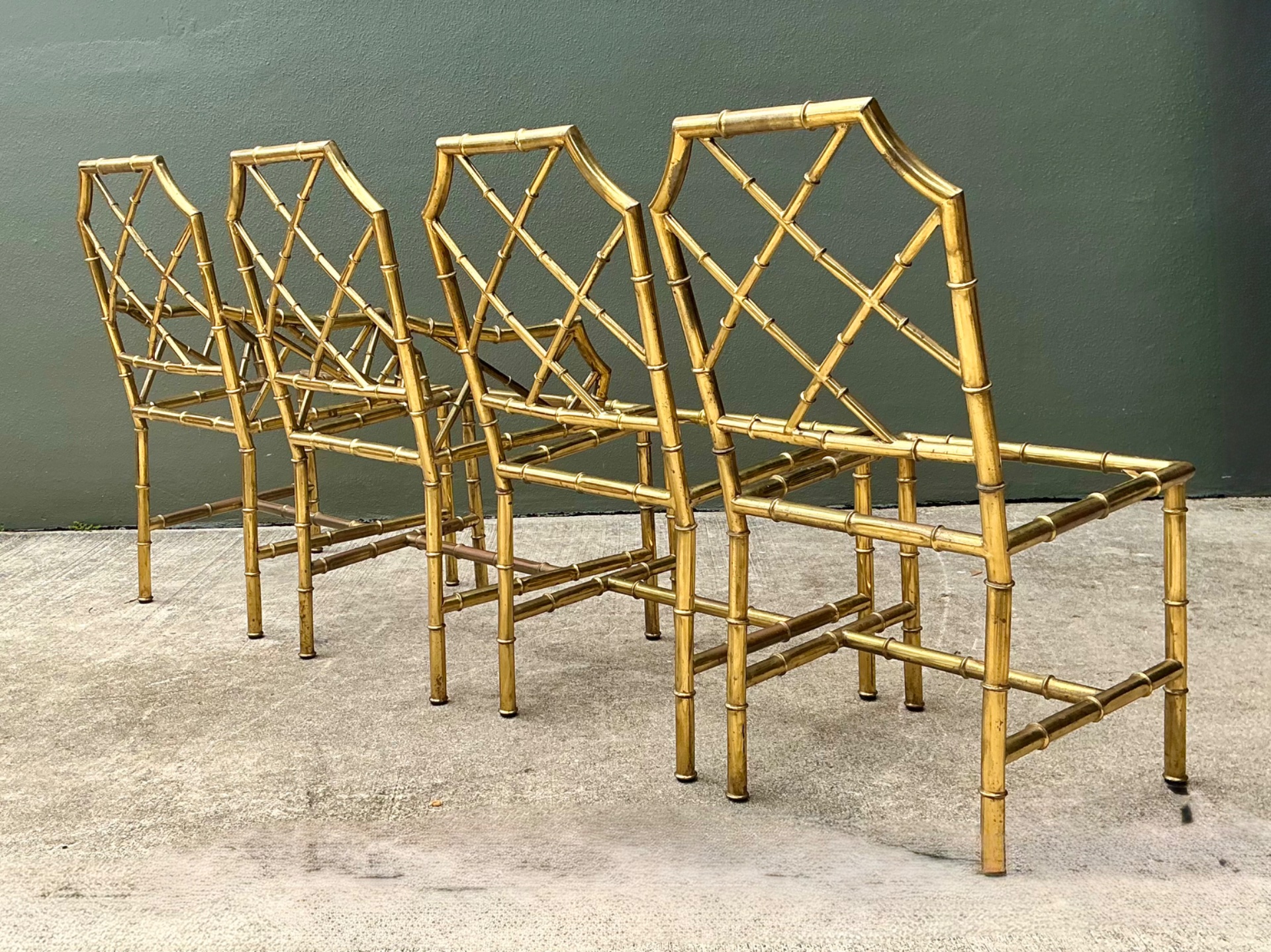 Vintage Italian Faux Bamboo Brass Dining Chairs - Set Of 4 - Top view