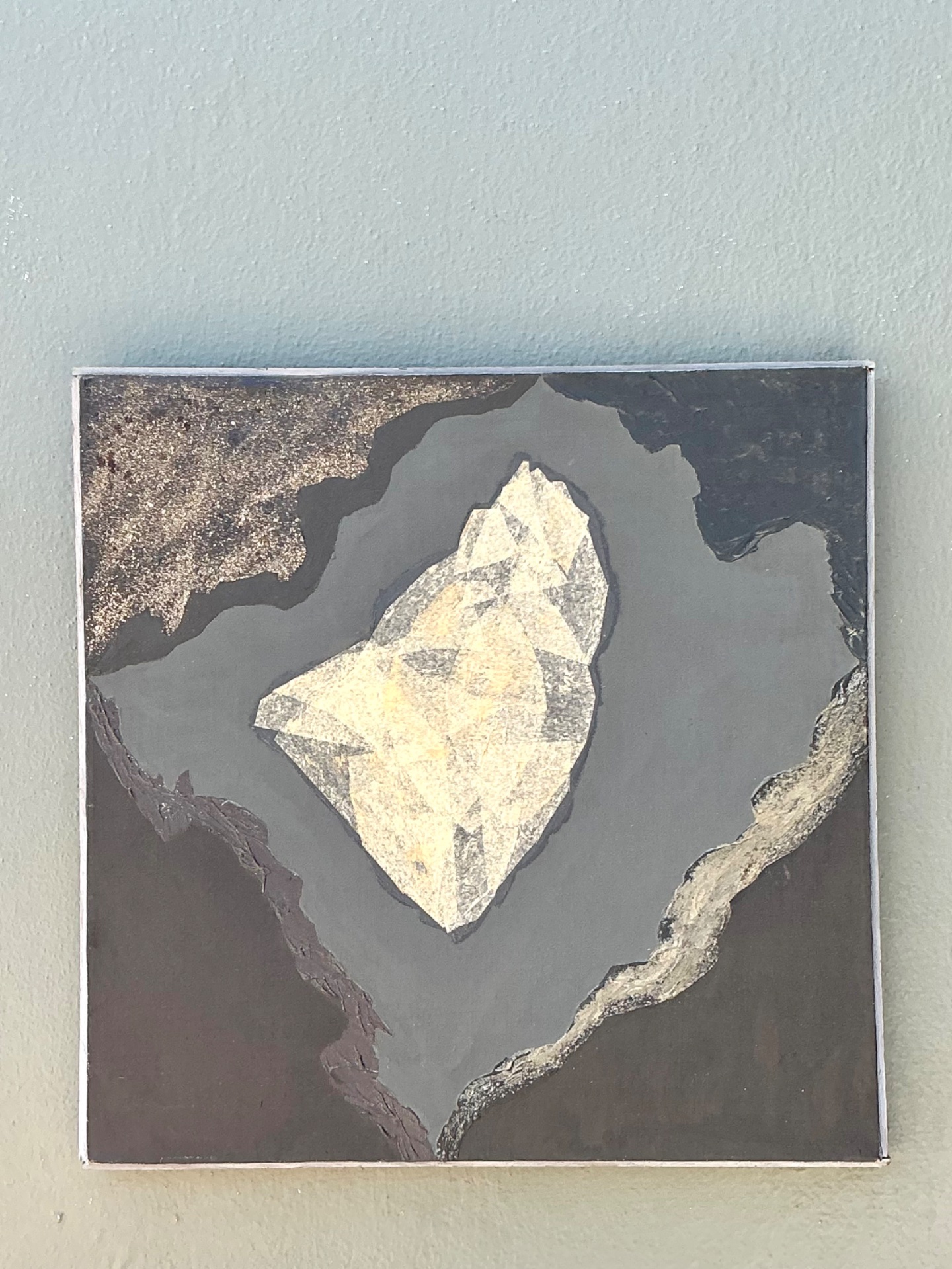 Vintage Geometric Abstract Oil Painting - Side view