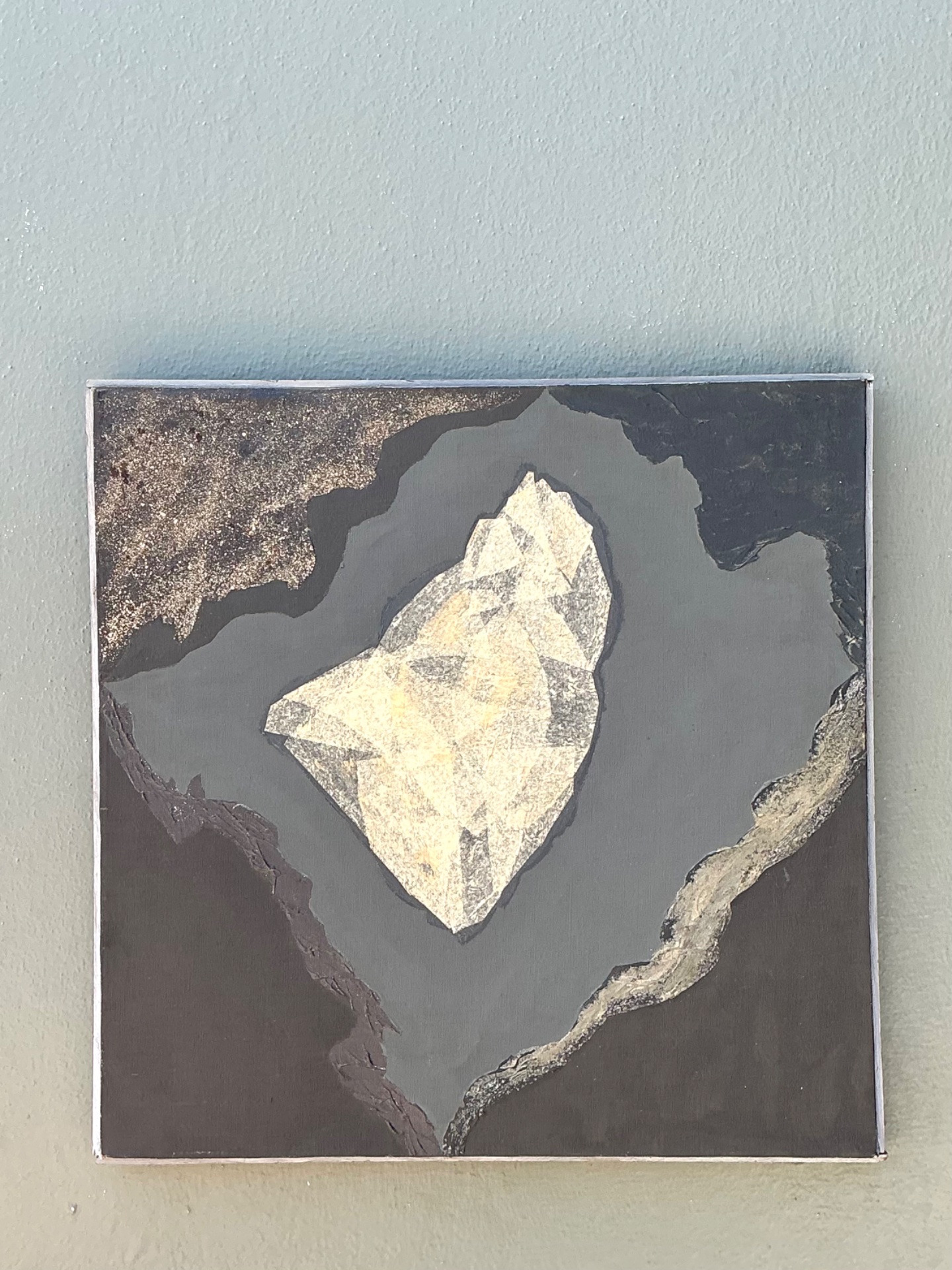 Vintage Geometric Abstract Oil Painting - Top view
