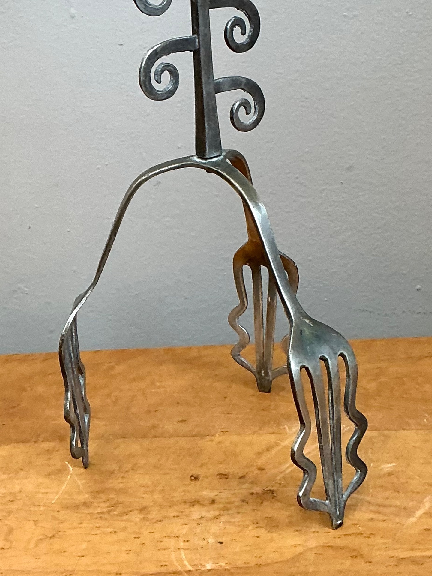 Vintage Sculptural Metal Fork Candle Stand - Top view