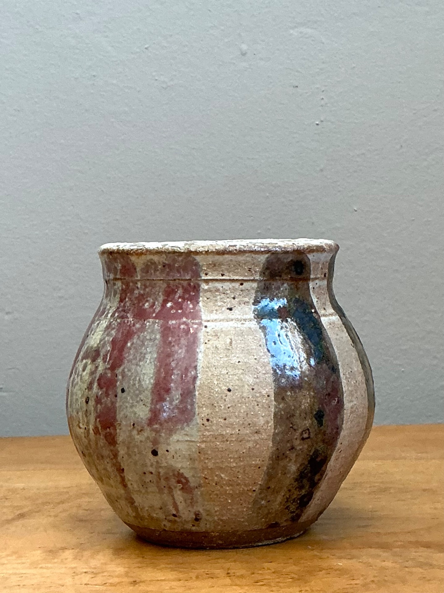 Vintage Striped Studio Pottery Vase - Back view