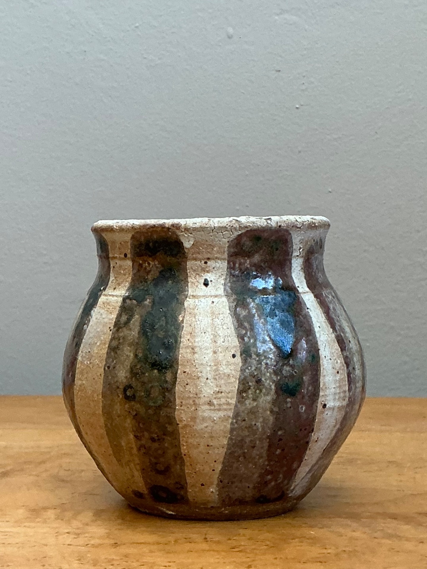Vintage Striped Studio Pottery Vase - Side view