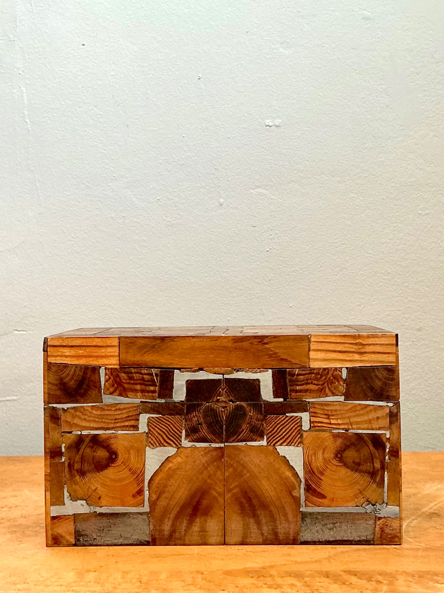 Vintage Wood Mosaic Box - Top view