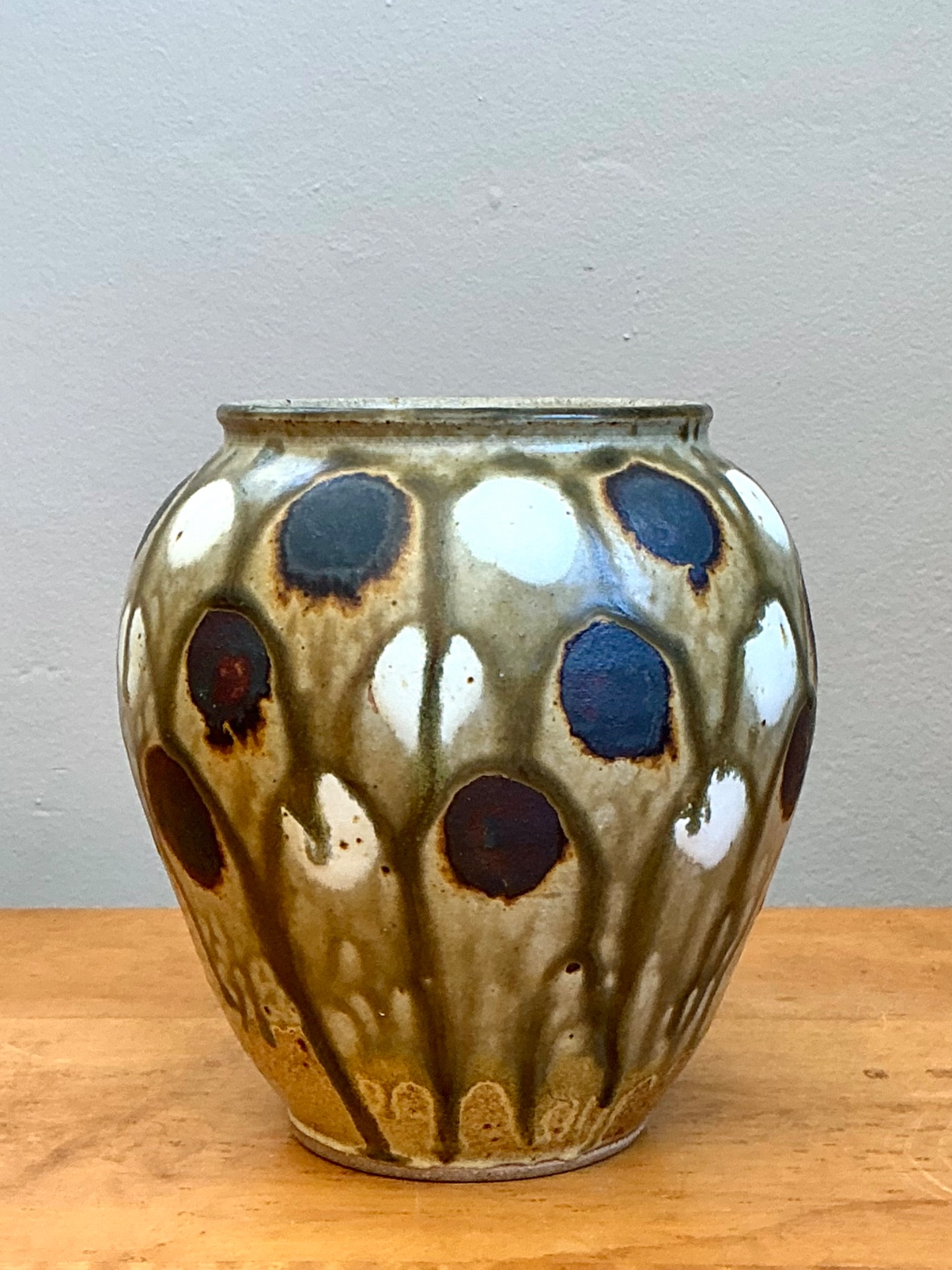 Vintage Handcrafted Polka Dot Ceramic Vase - Detail view