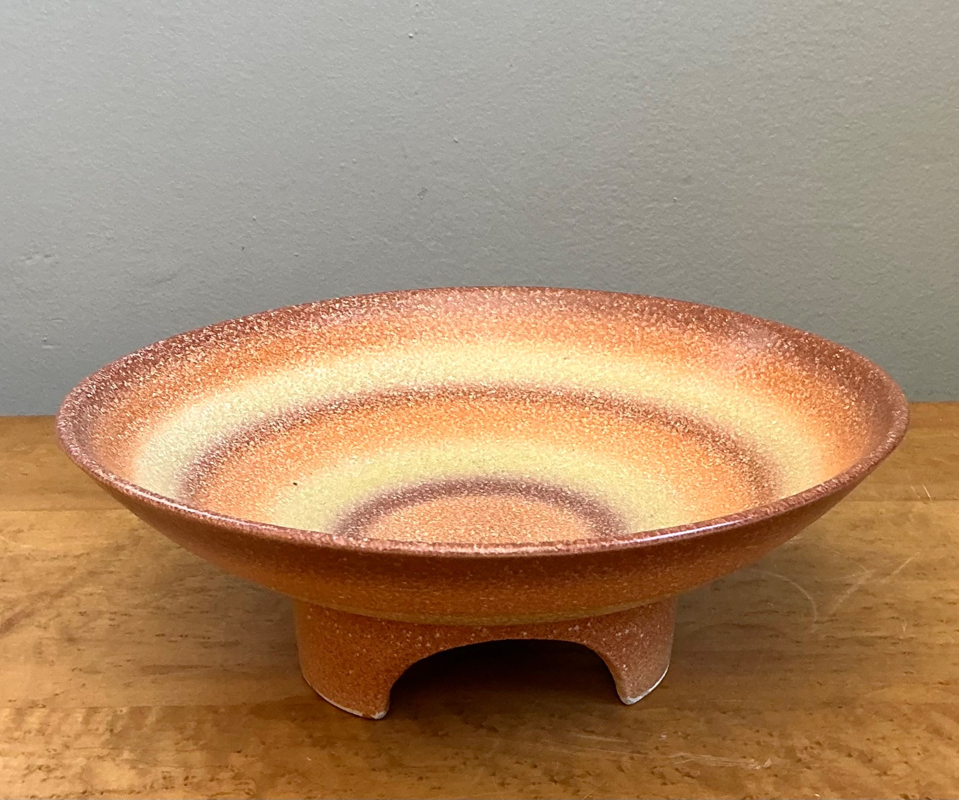 Vintage MCM Textured Ceramic Bowl - Side view