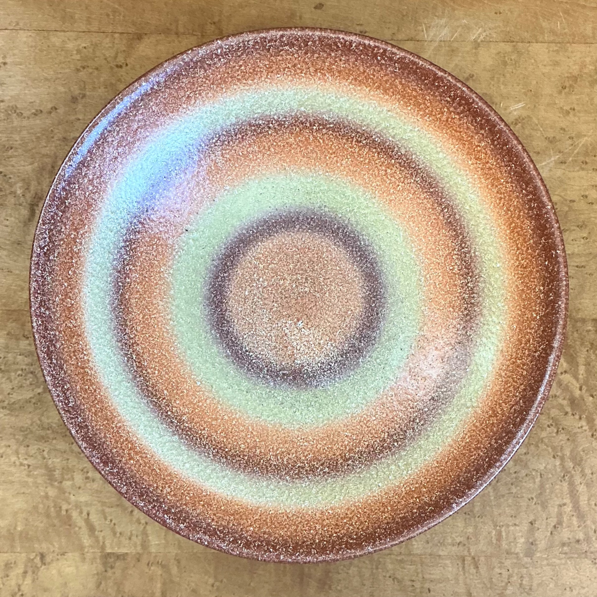 Vintage MCM Textured Ceramic Bowl - Top view