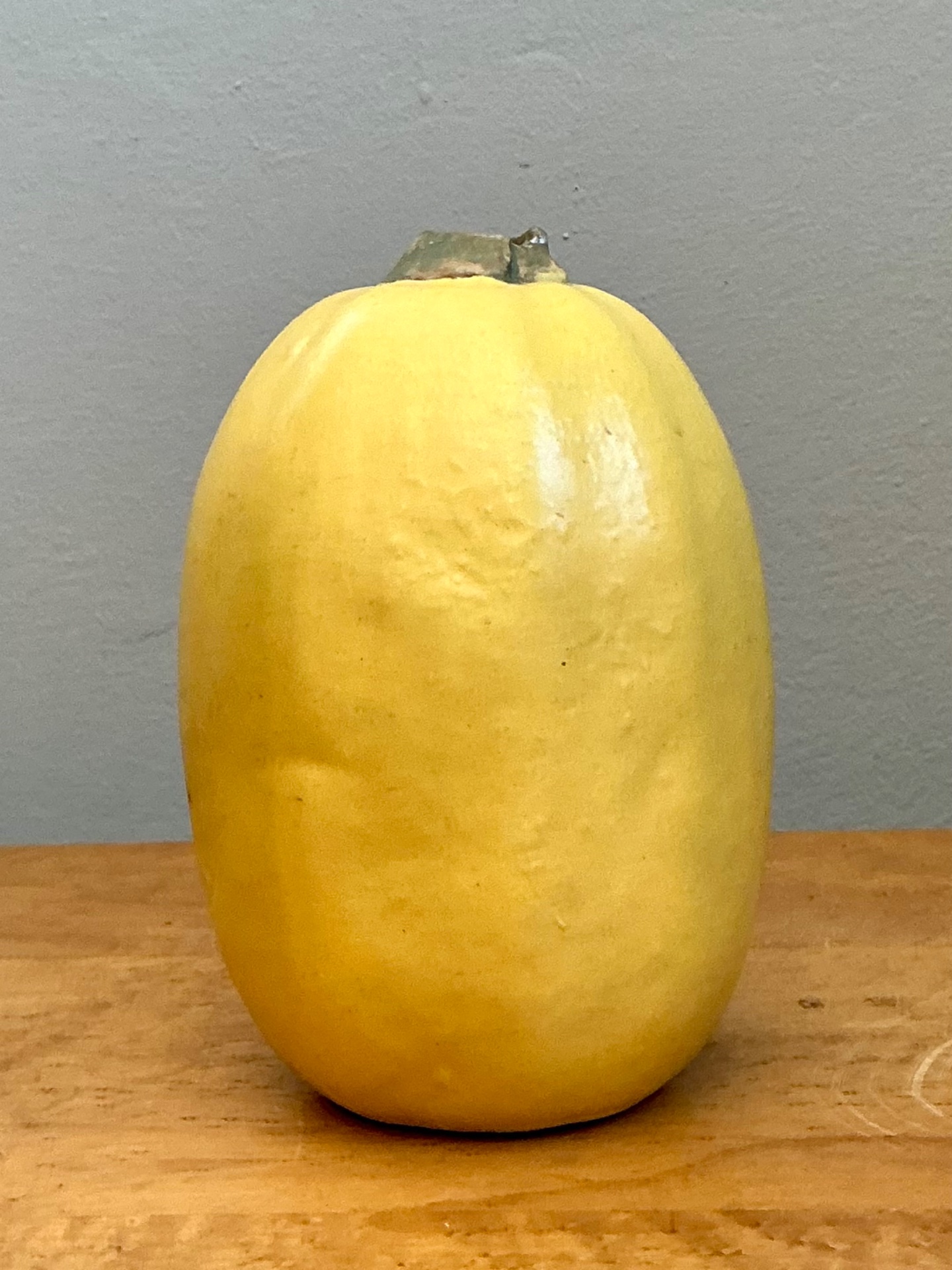 Vintage Yellow Earthenware Gourd - Side view