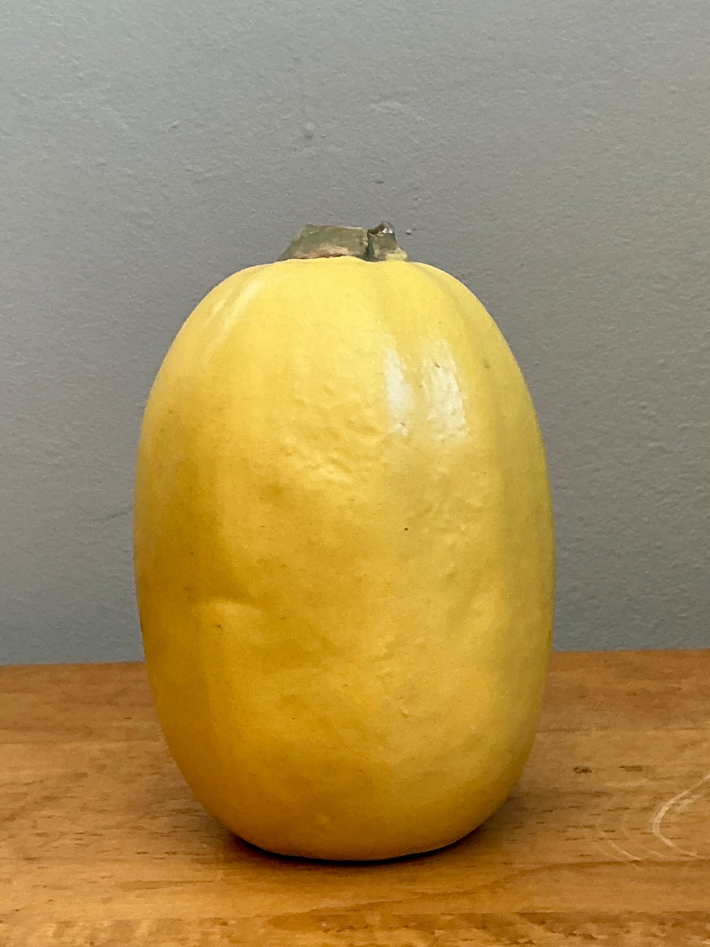 Vintage Yellow Earthenware Gourd - Top view