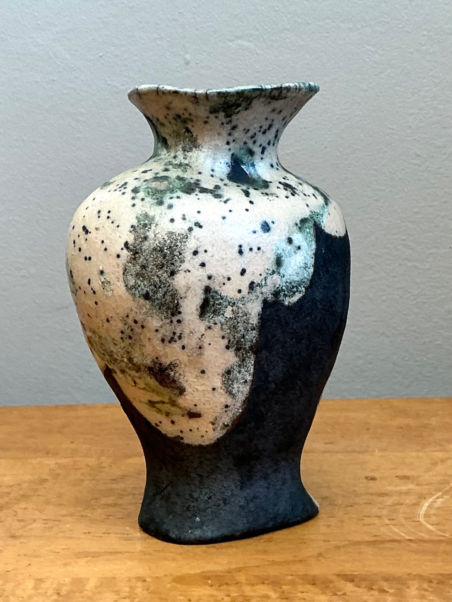 Vintage Abstract Glazed Ceramic Vase - Back view