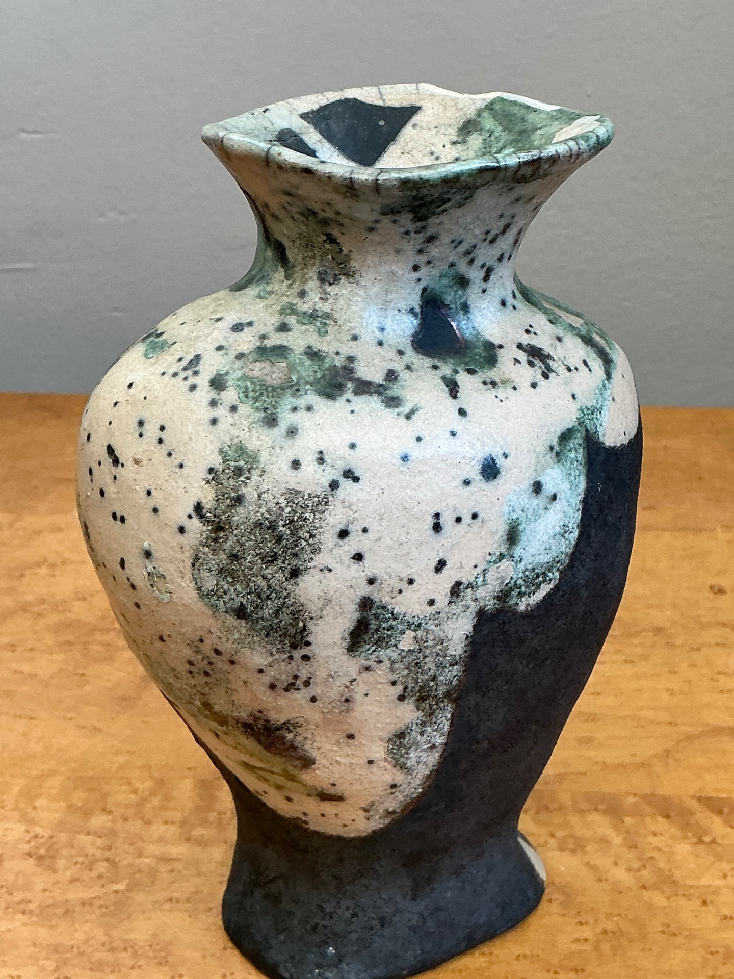 Vintage Abstract Glazed Ceramic Vase - Top view