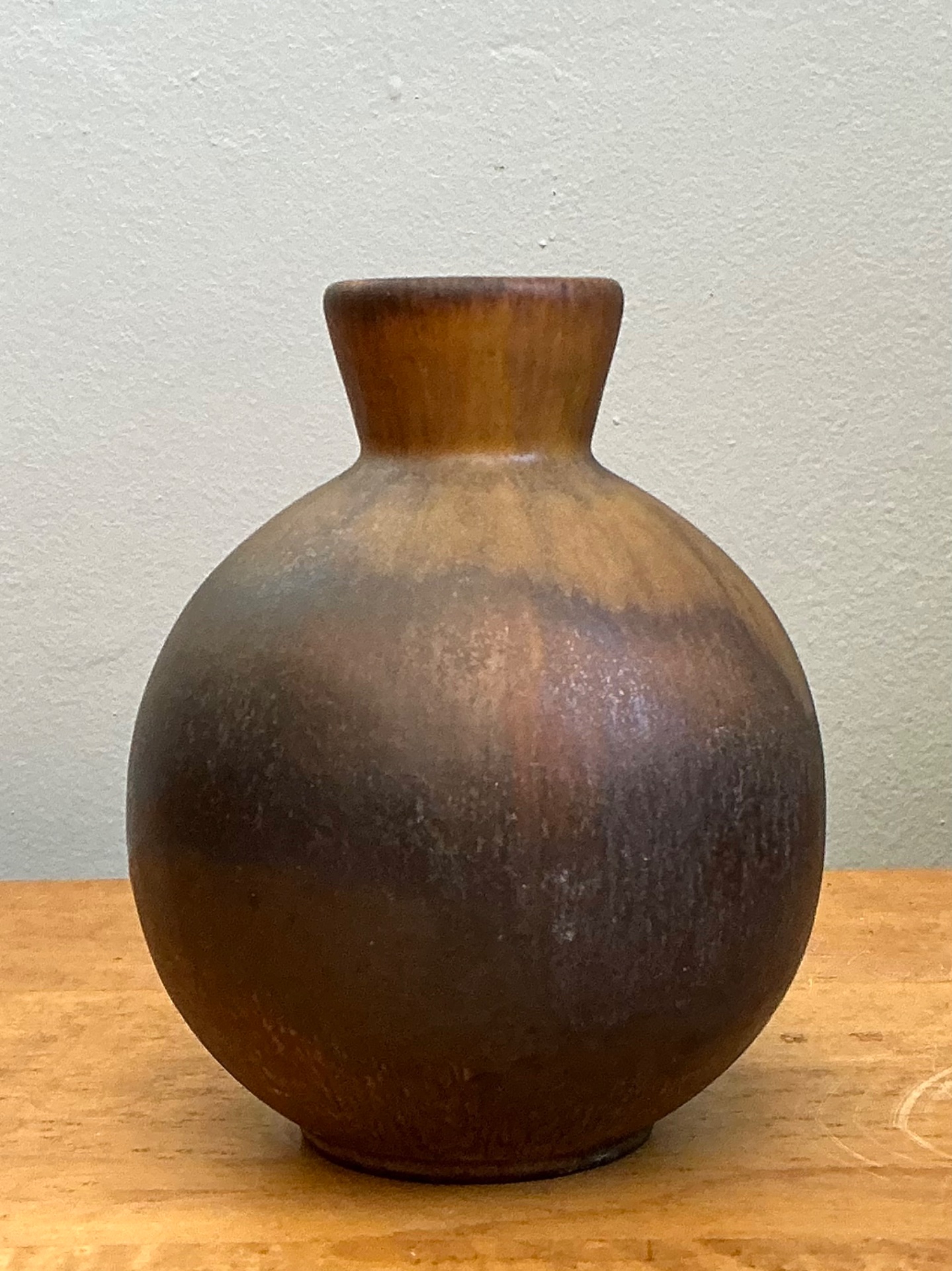 Vintage Brown Glazed Ceramic Vase - Detail view