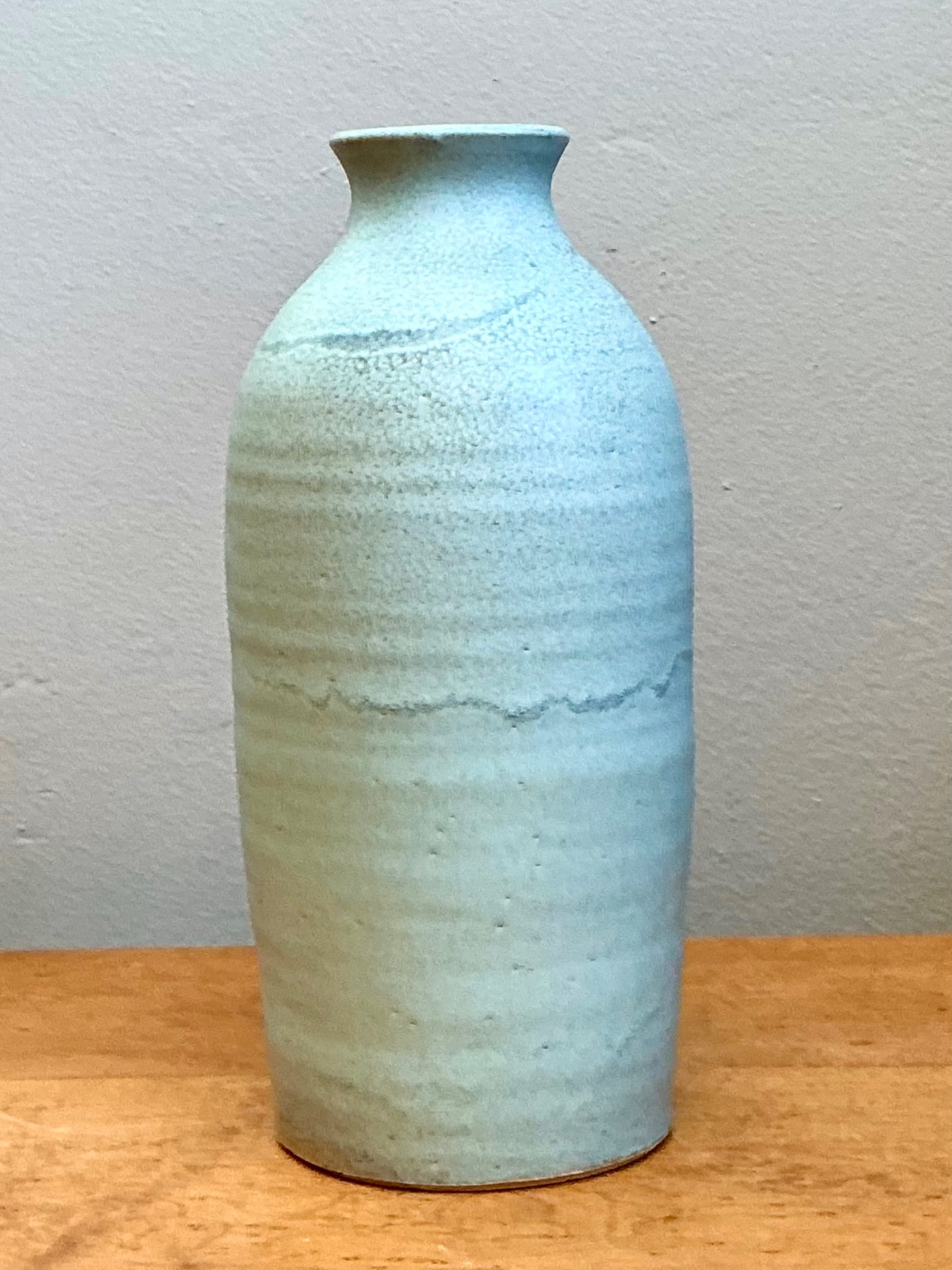 Vintage Blue Glazed Studio Pottery Vase - Detail view
