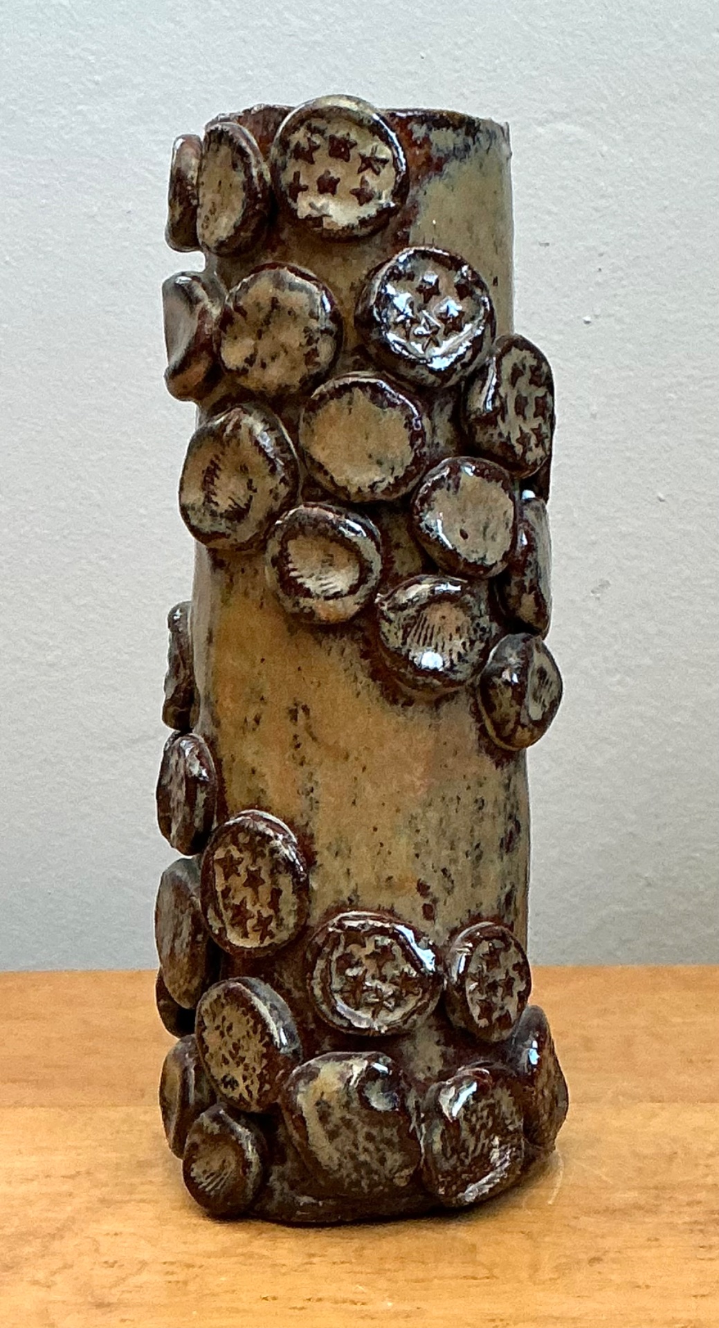 Vintage Original Studio Pottery Stars And Shells Vase - Side view