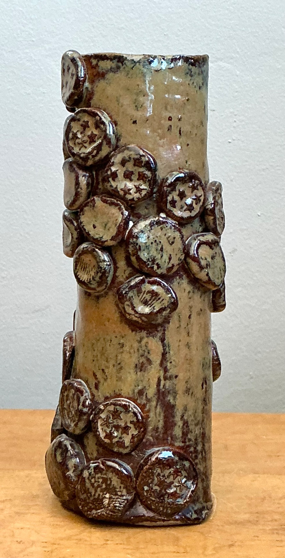 Vintage Original Studio Pottery Stars And Shells Vase - Detail view