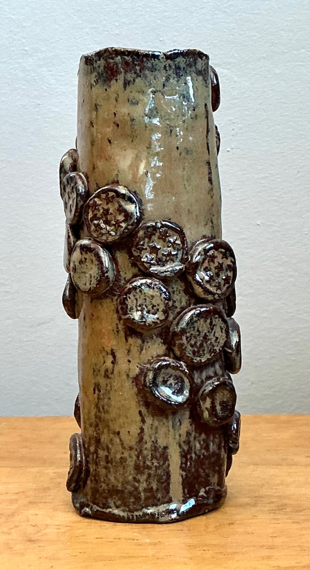 Vintage Original Studio Pottery Stars And Shells Vase - Back view