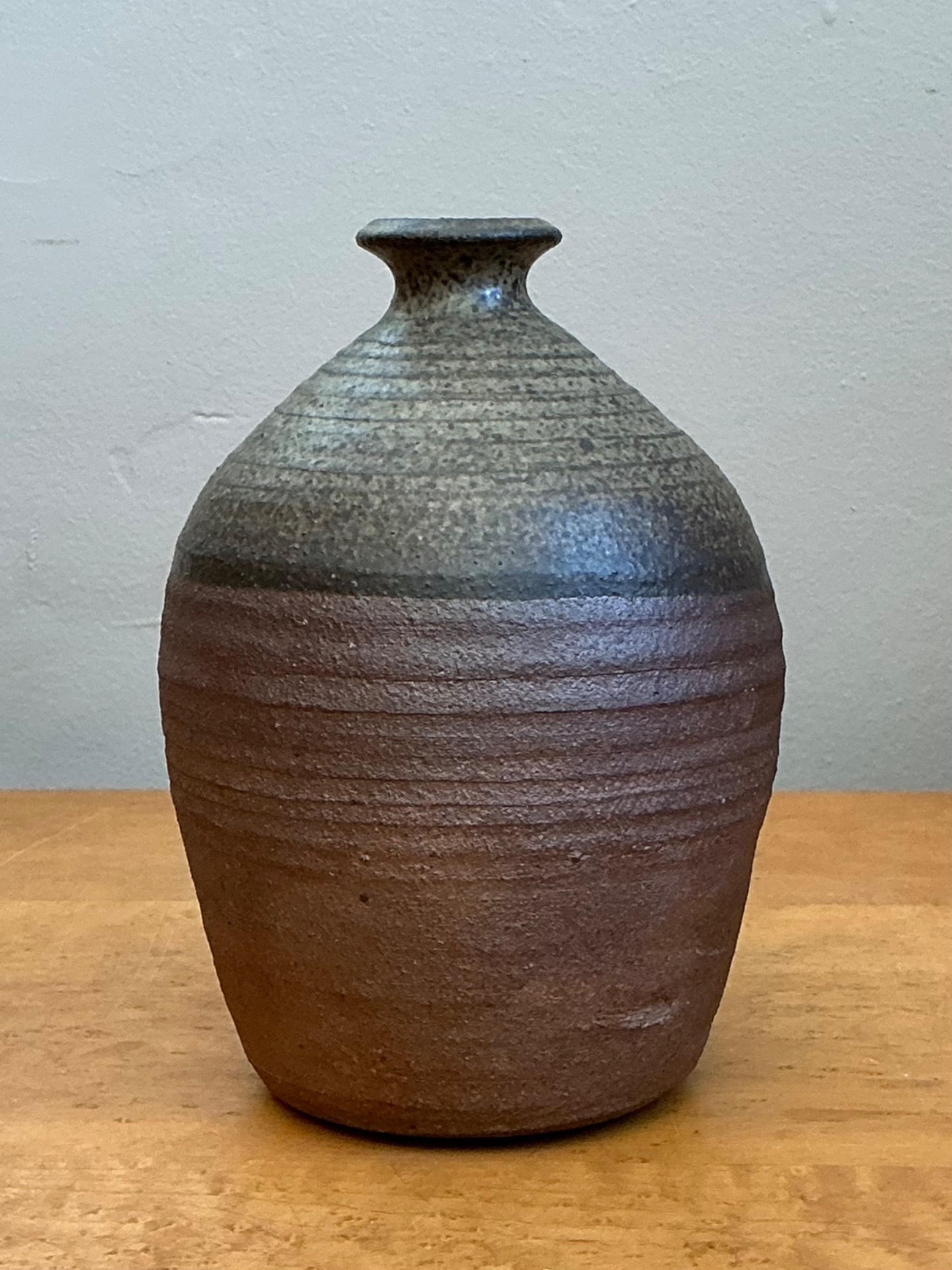 Vintage Textured Studio Pottery Vase - Side view