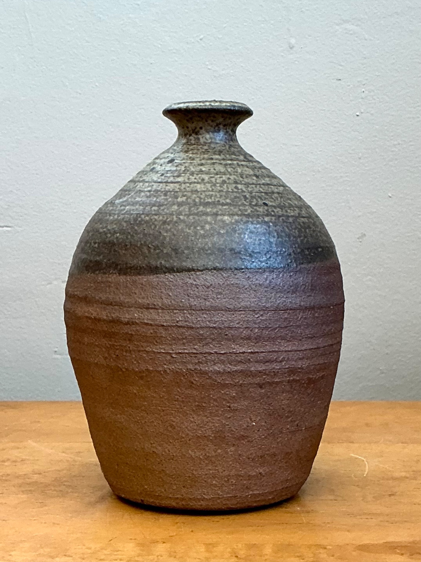 Vintage Textured Studio Pottery Vase - Back view