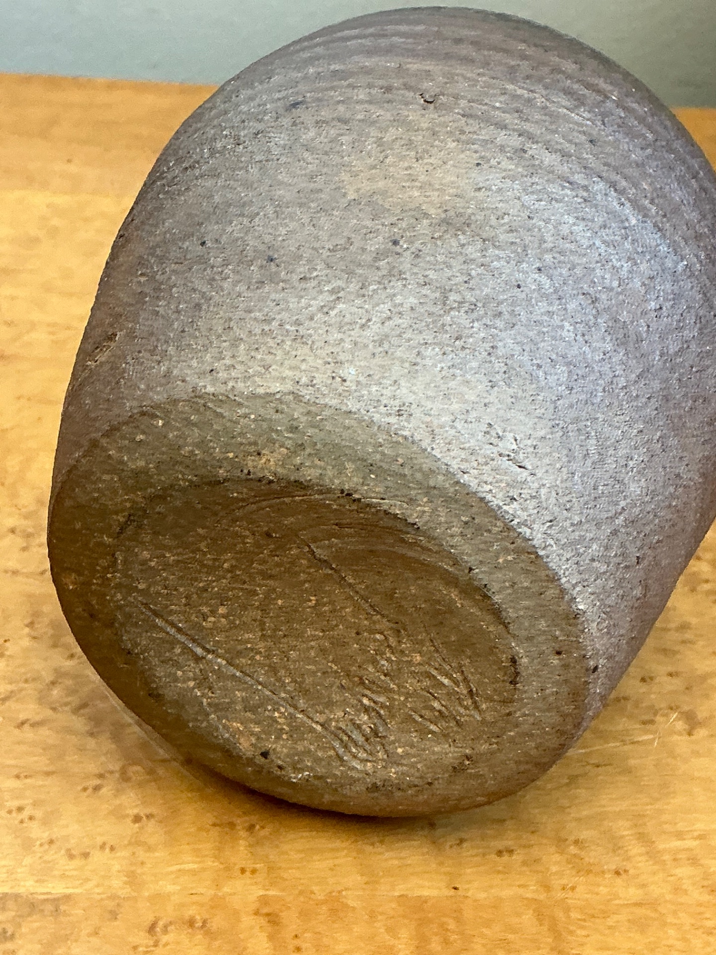 Vintage Textured Studio Pottery Vase - Top view