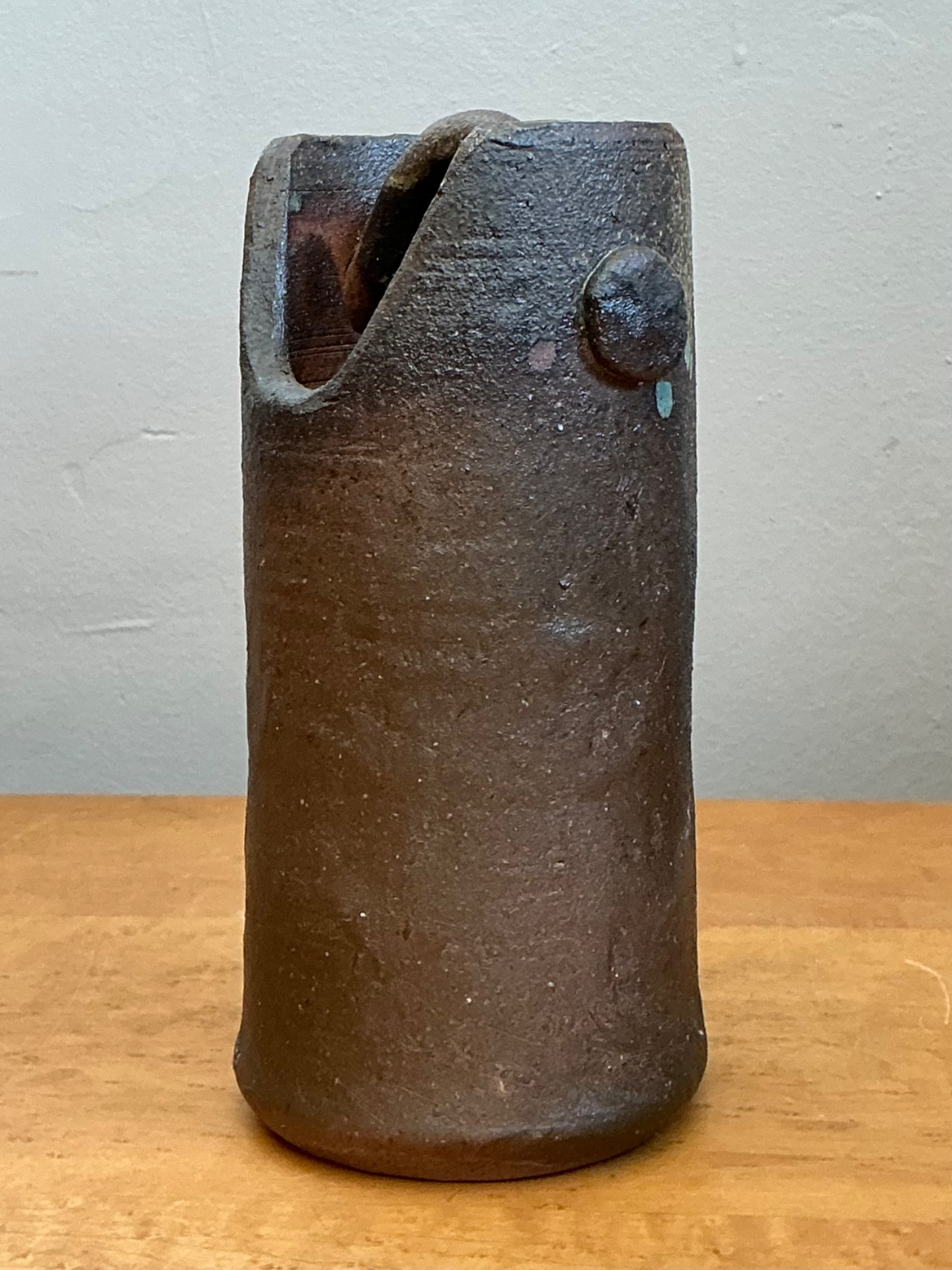 Vintage Handcrafted Earthenware Vessel - Top view