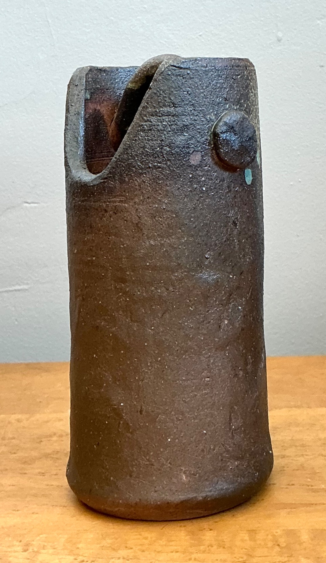 Vintage Handcrafted Earthenware Vessel - Side view