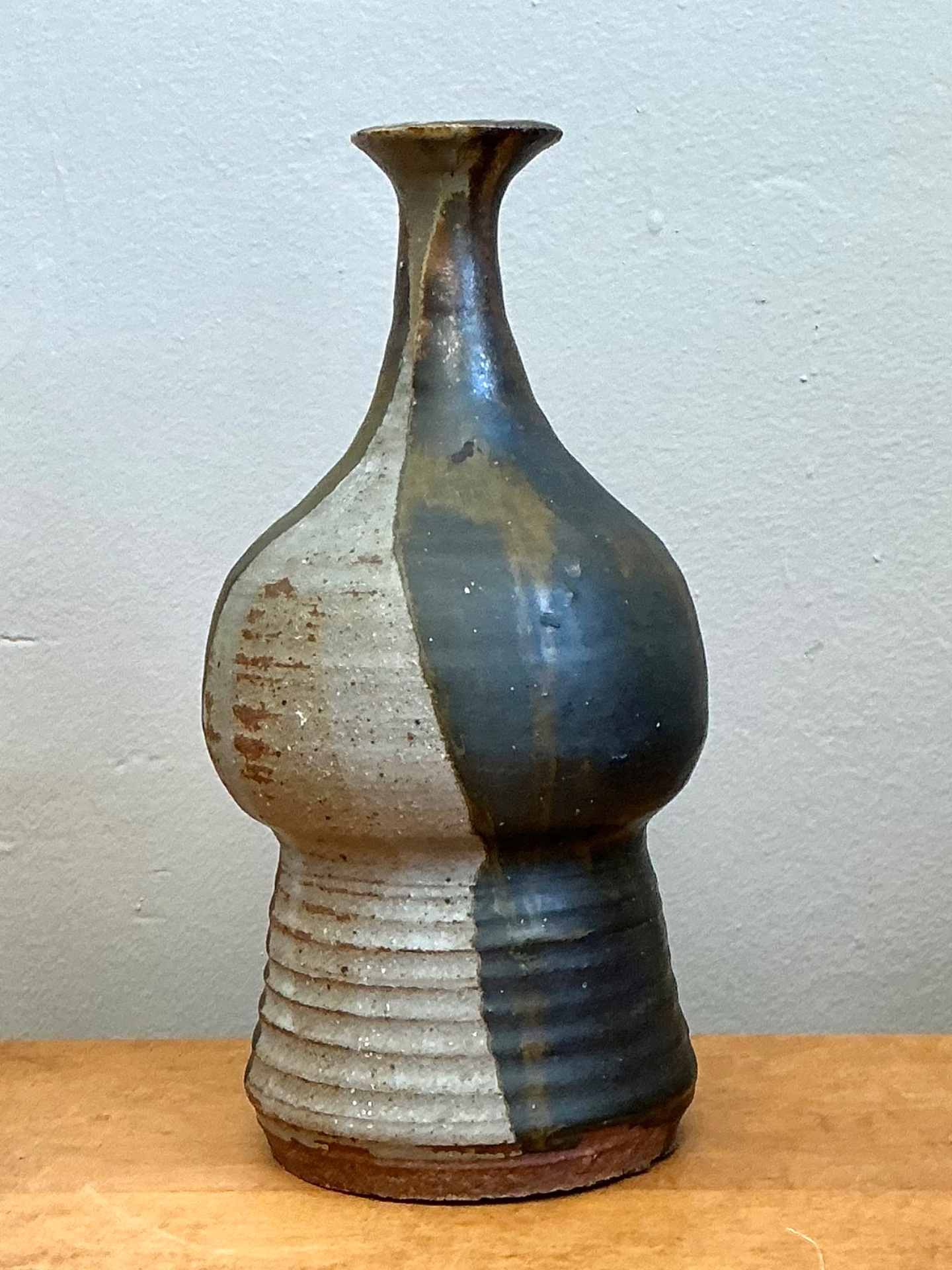 Vintage Textured Studio Pottery Vase - Back view
