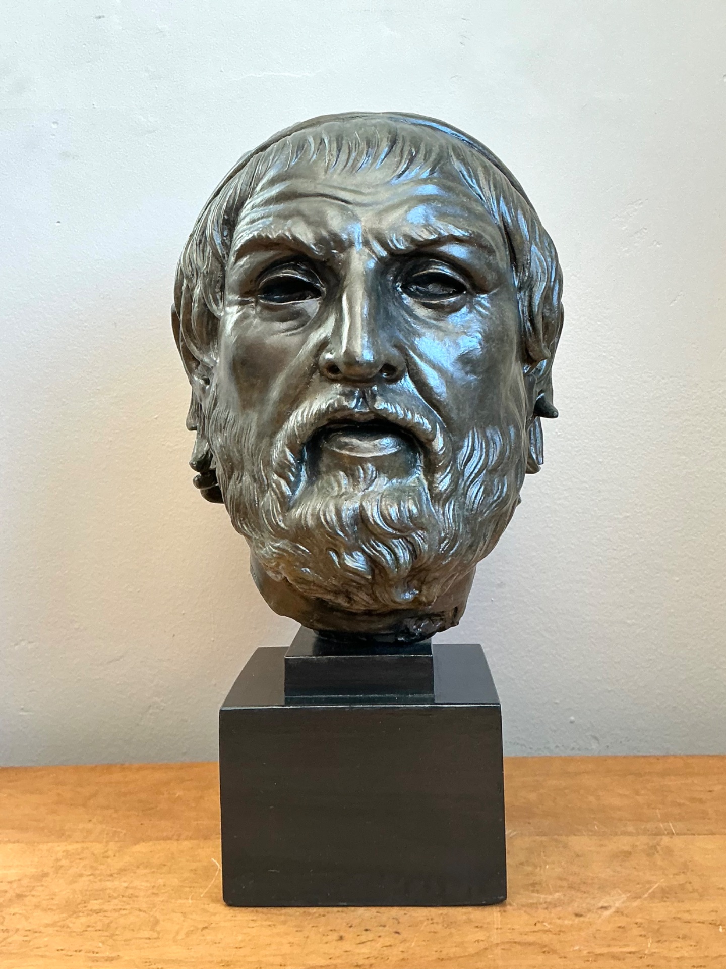 Vintage Bronze Classical Bust Sculpture Of Sophocles - Top view