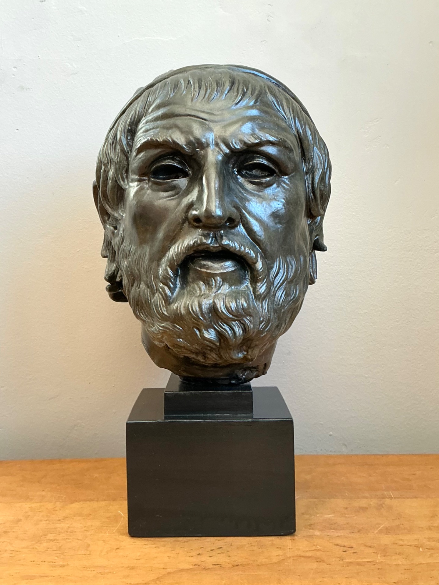 Vintage Bronze Classical Bust Sculpture Of Sophocles - Side view