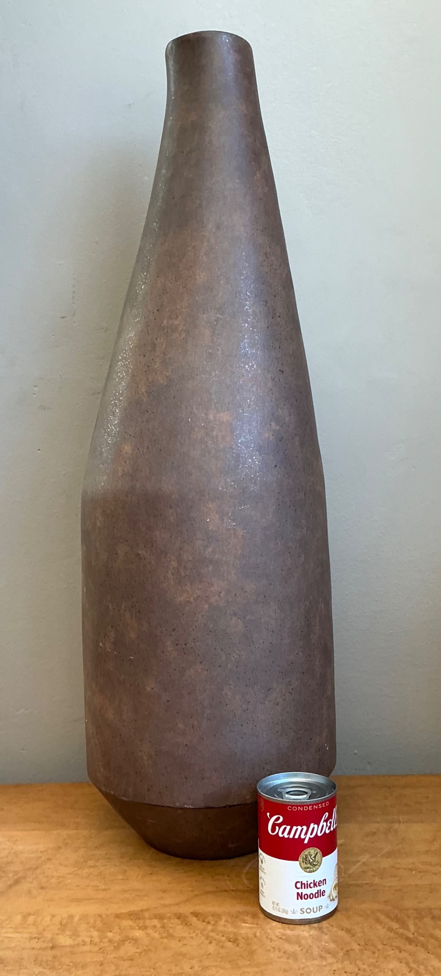 Vintage Tall Earthenware Vessel - Side view