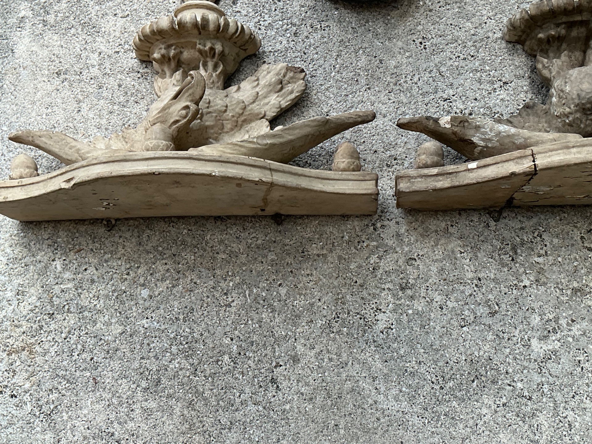 Vintage Hand Carved Eagle Brackets - A Pair - Side view