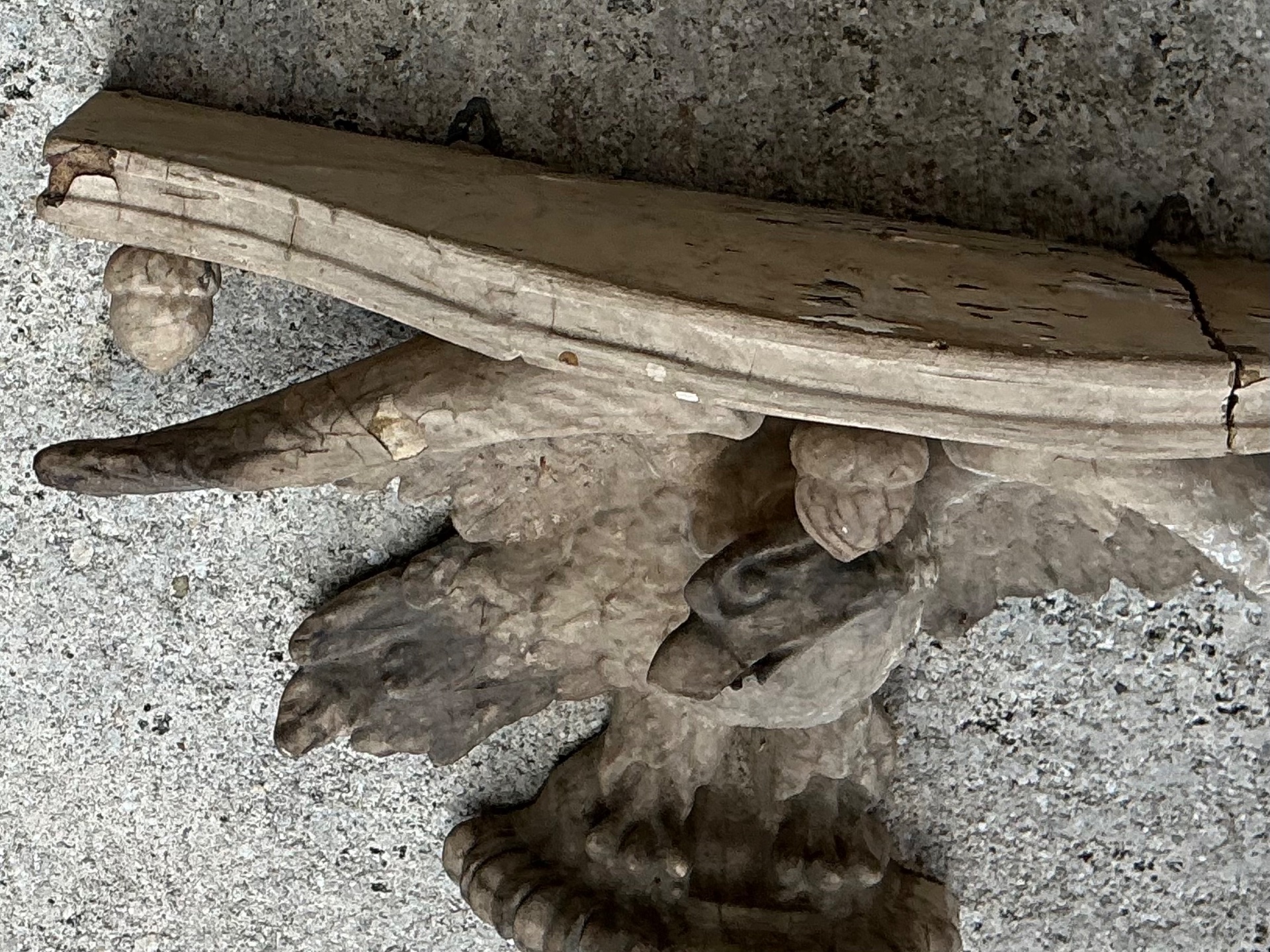 Vintage Hand Carved Eagle Brackets - A Pair - Top view