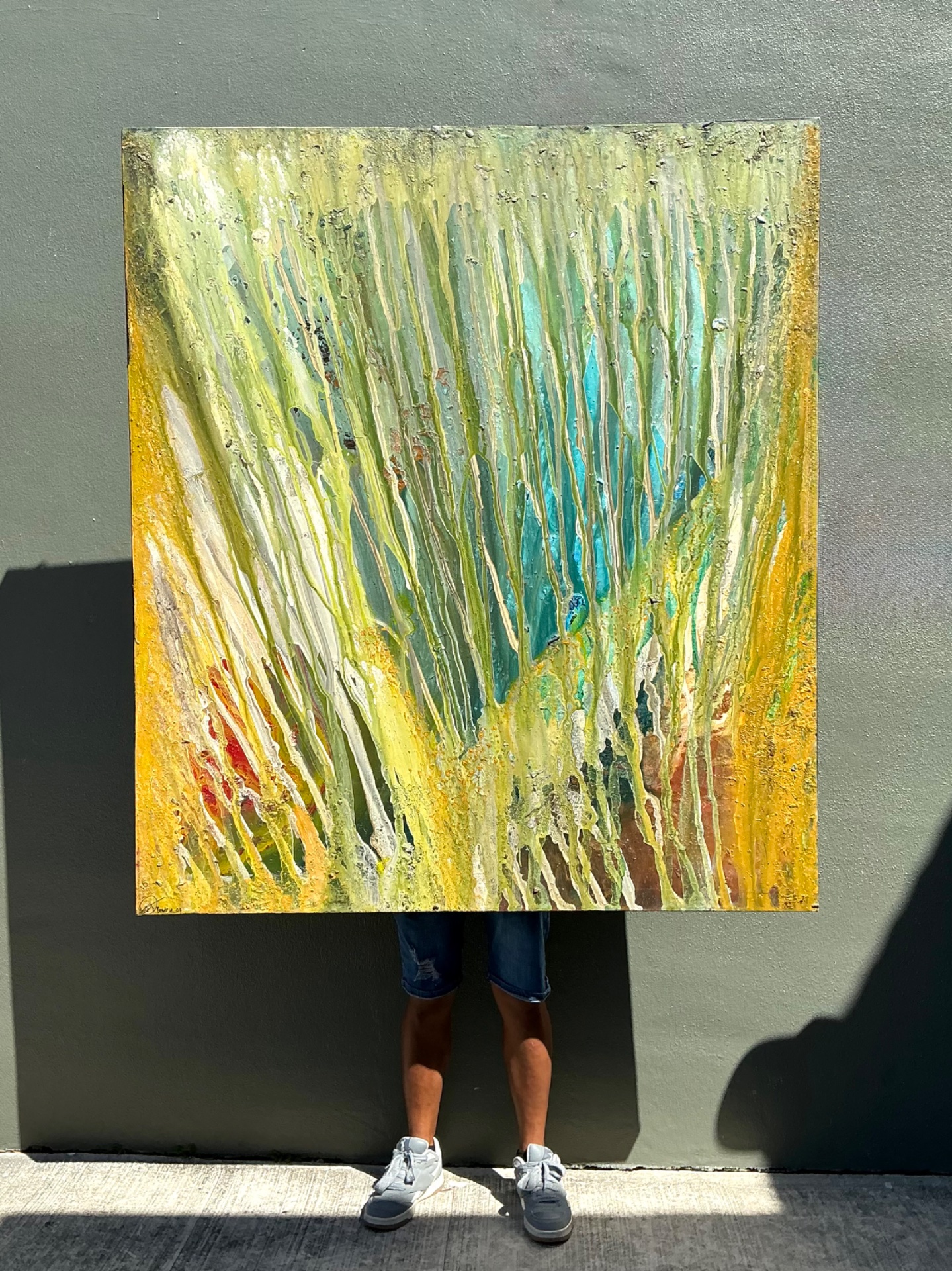 Vintage Original Abstract Oil Painting On Canvas - Back view