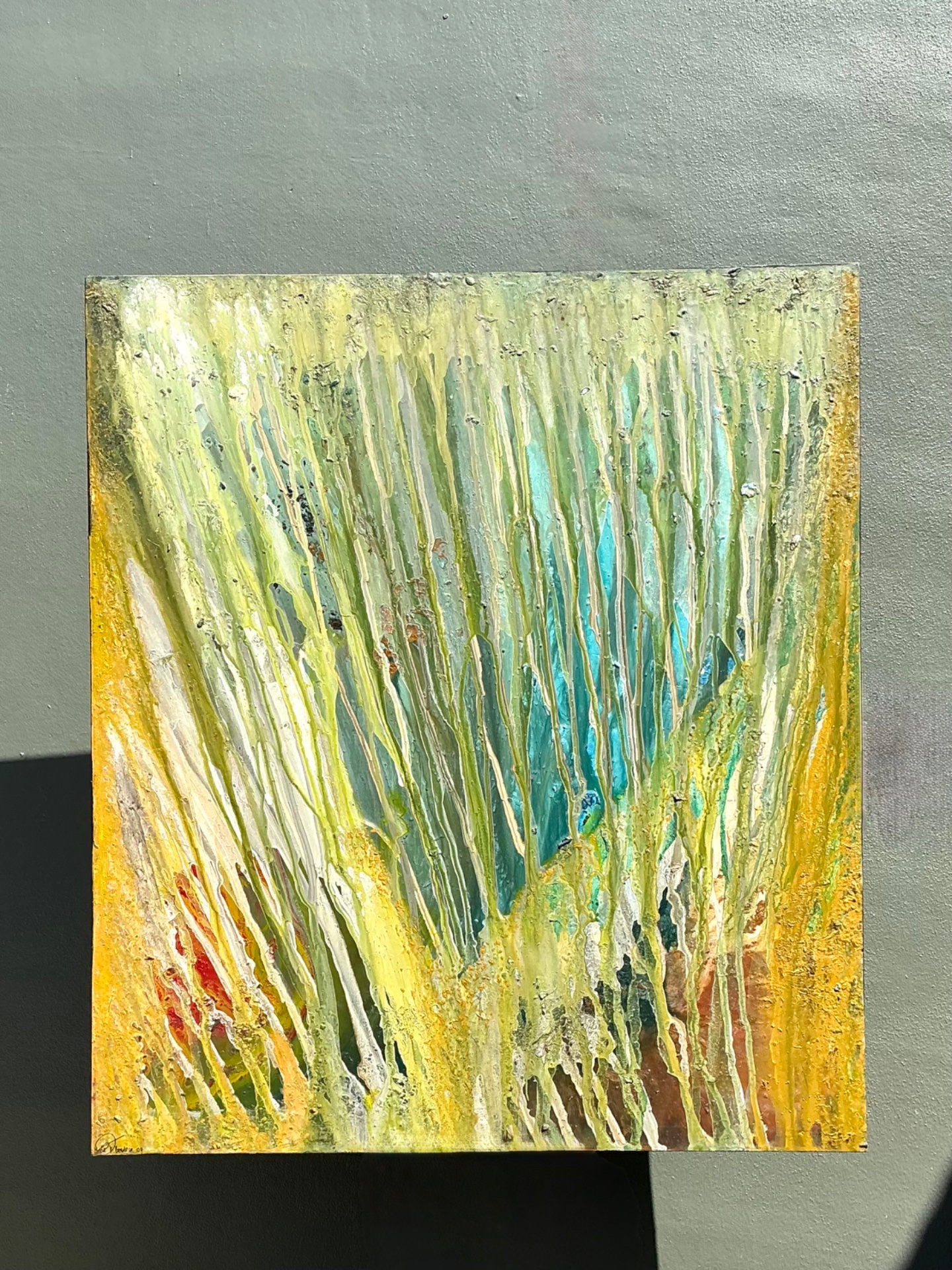 Vintage Original Abstract Oil Painting On Canvas - Detail view