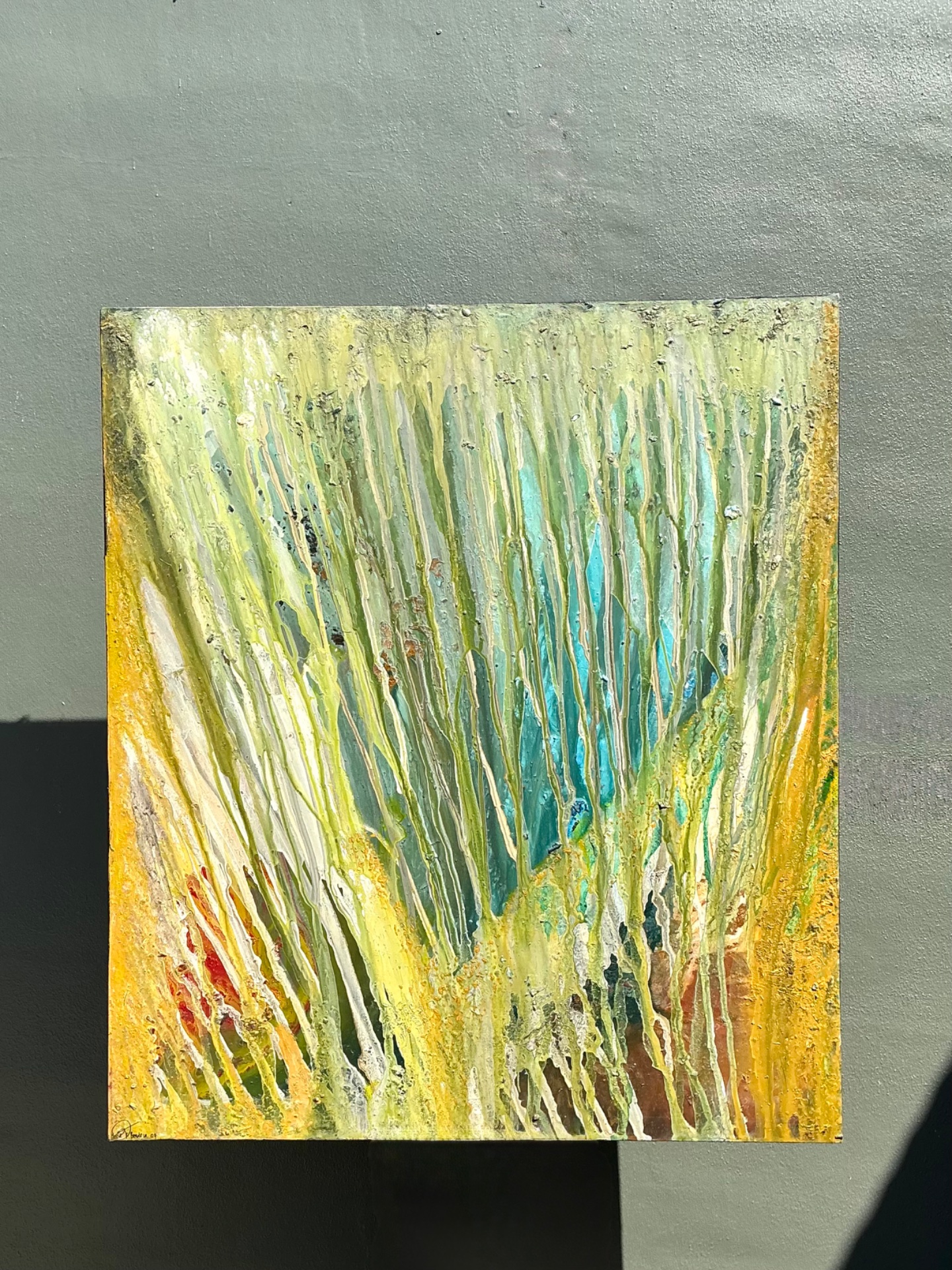 Vintage Original Abstract Oil Painting On Canvas - Top view