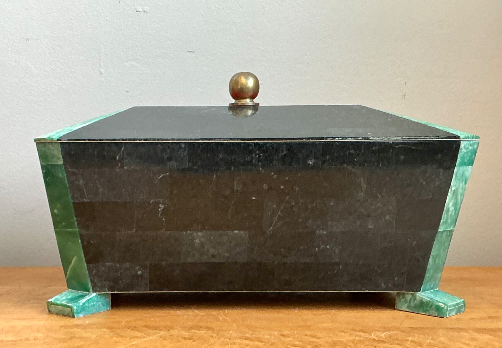 Vintage Art Deco Stone Inlay Box - Back view