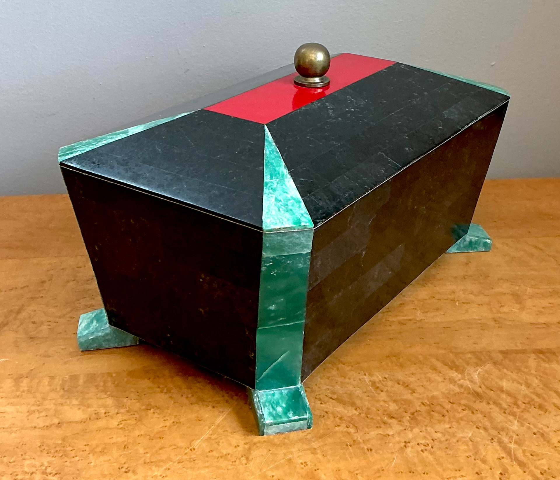 Vintage Art Deco Stone Inlay Box - Side view