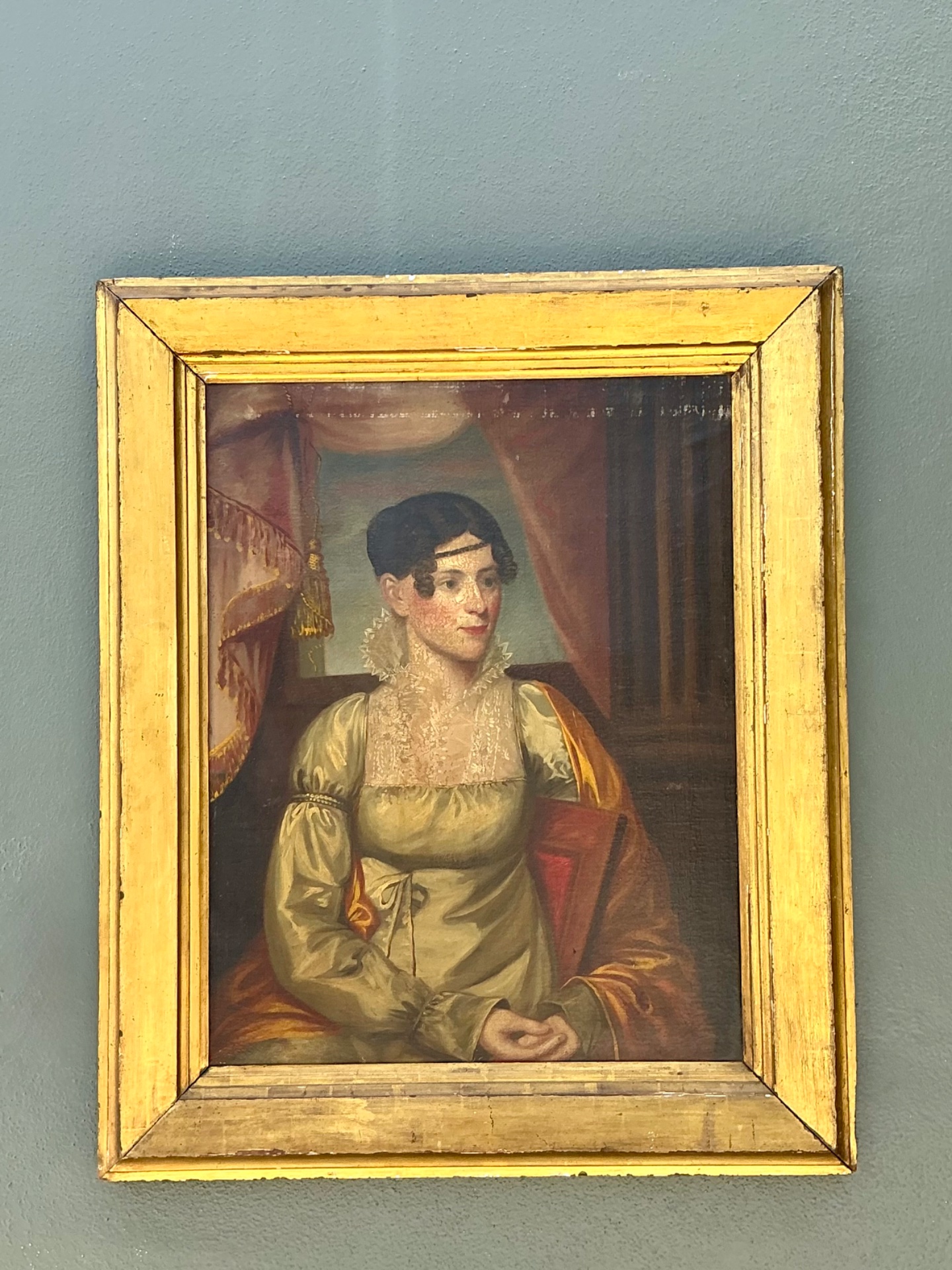 Vintage Woman's Portrait in Gilt Frame - Top view