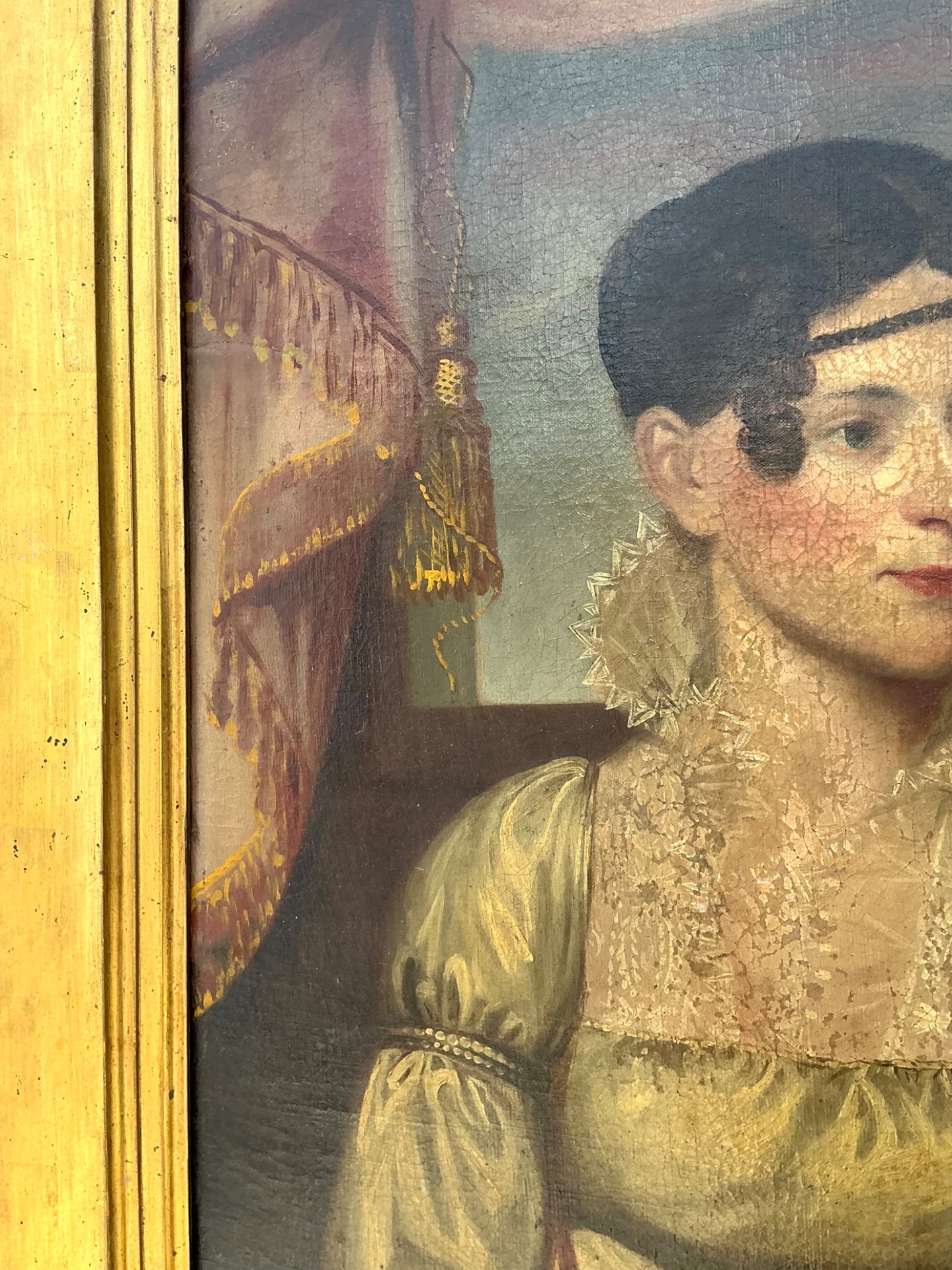 Vintage Woman's Portrait in Gilt Frame - Back view