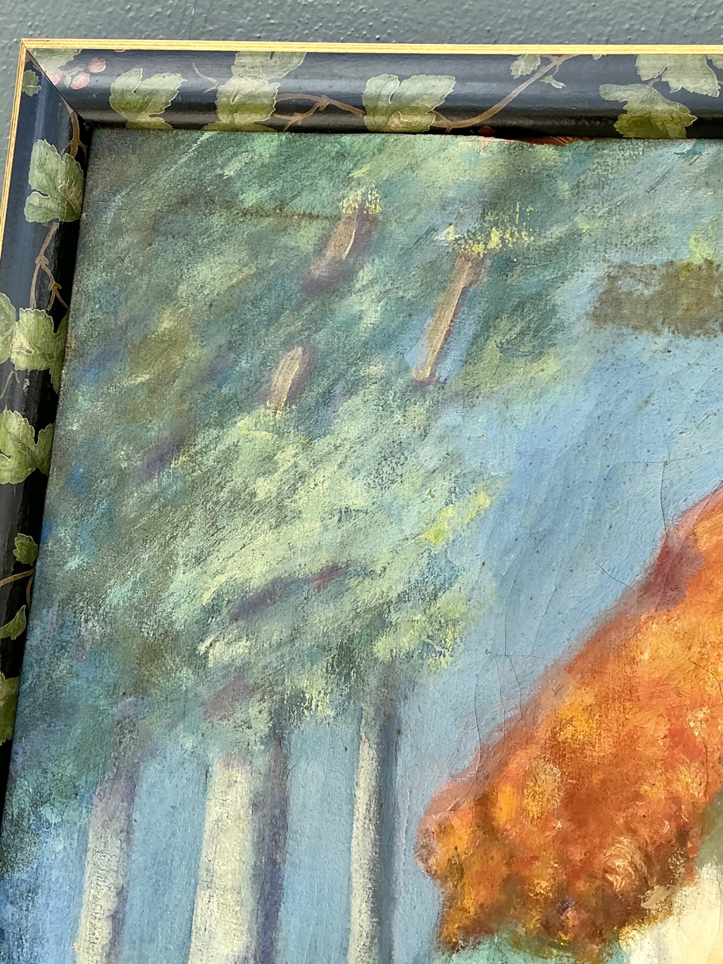 Vintage Hand Painted Portrait of Women in Landscape - Top view