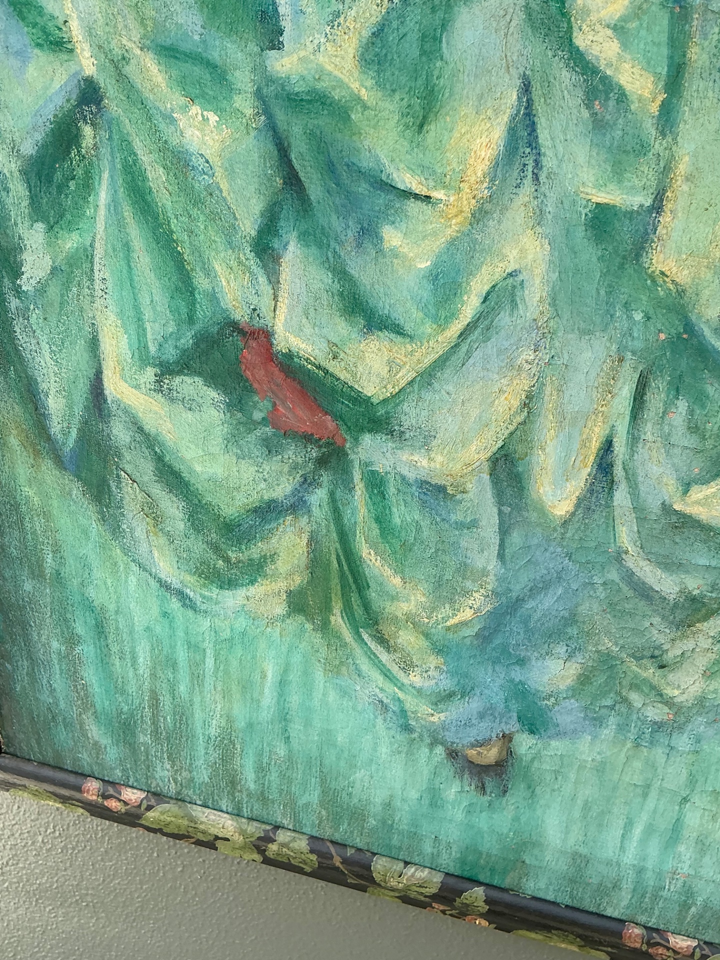 Vintage Hand Painted Portrait of Women in Landscape - Side view